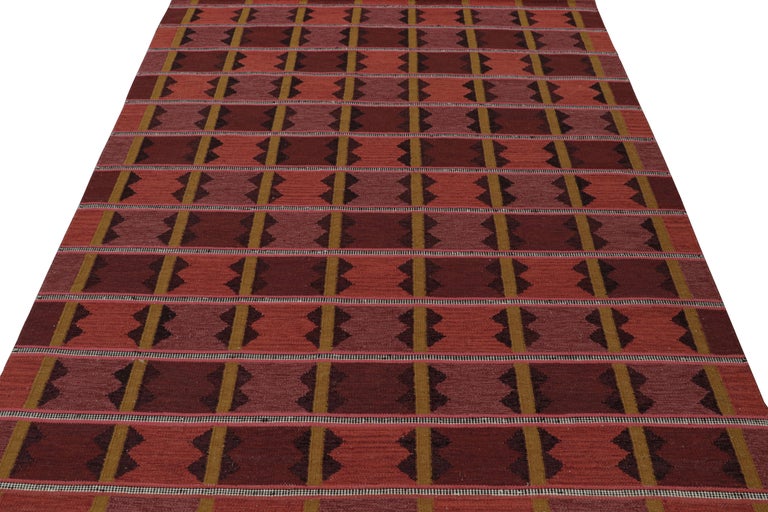 Rug and Kilim’s Scandinavian Style Kilim with Patterns in Tones of Red ...