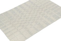 Rug & Kilim’s Scandinavian Style Kilim with Silver and Blue Geometric Patterns