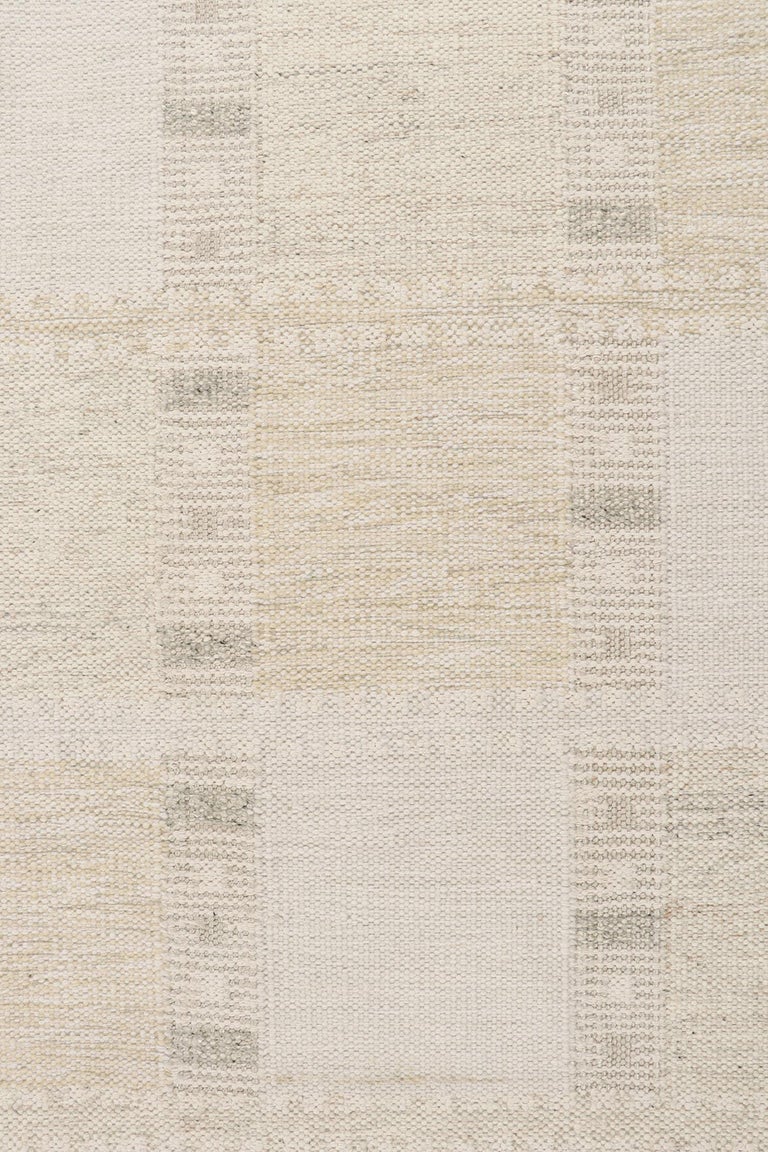 Rug and Kilim’s Scandinavian Style Kilim with Taupe and Beige Geometric ...