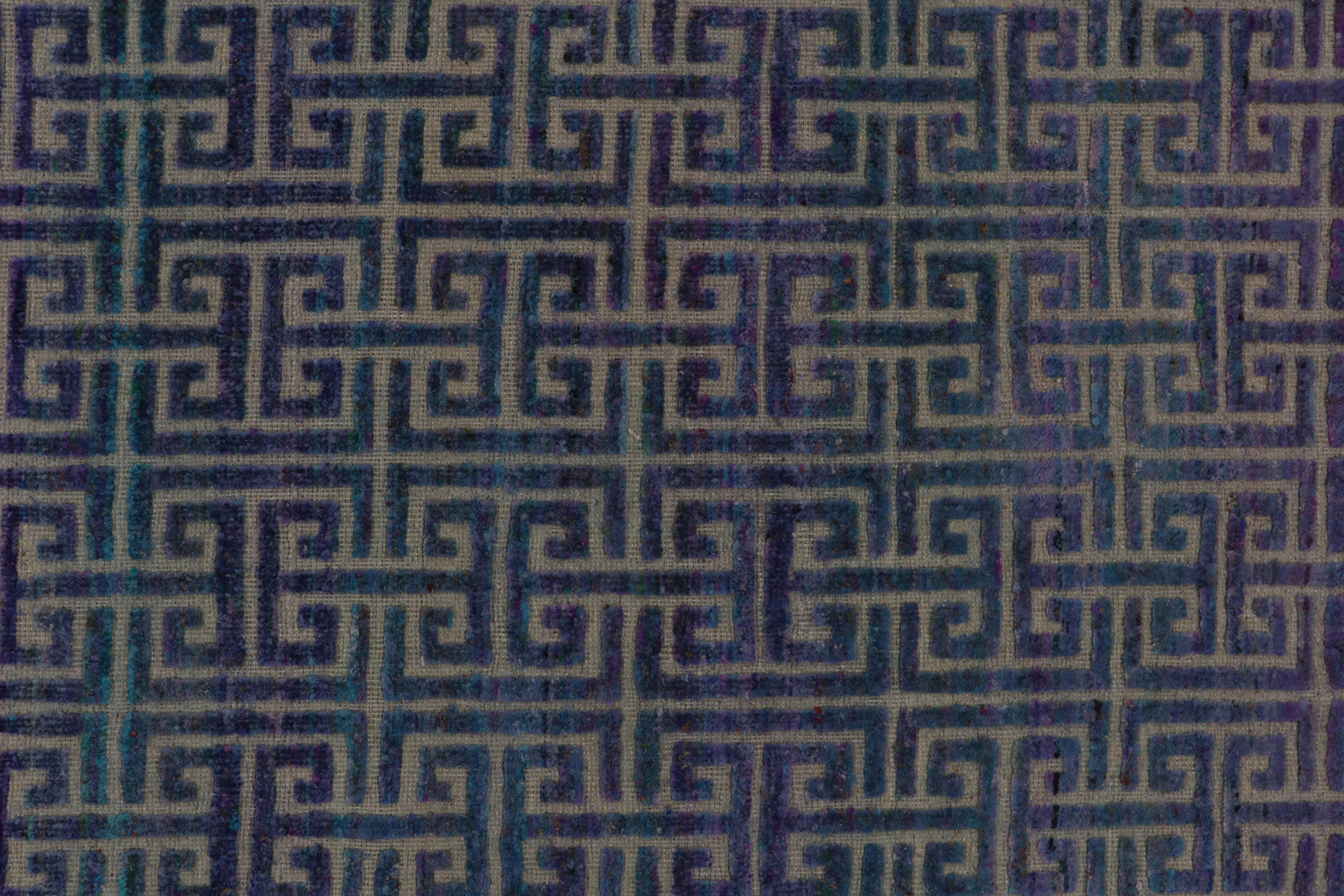 Rug & Kilim’s Scandinavian style Modern rug in Blue and Purple High-Low Patterns In New Condition For Sale In Long Island City, NY
