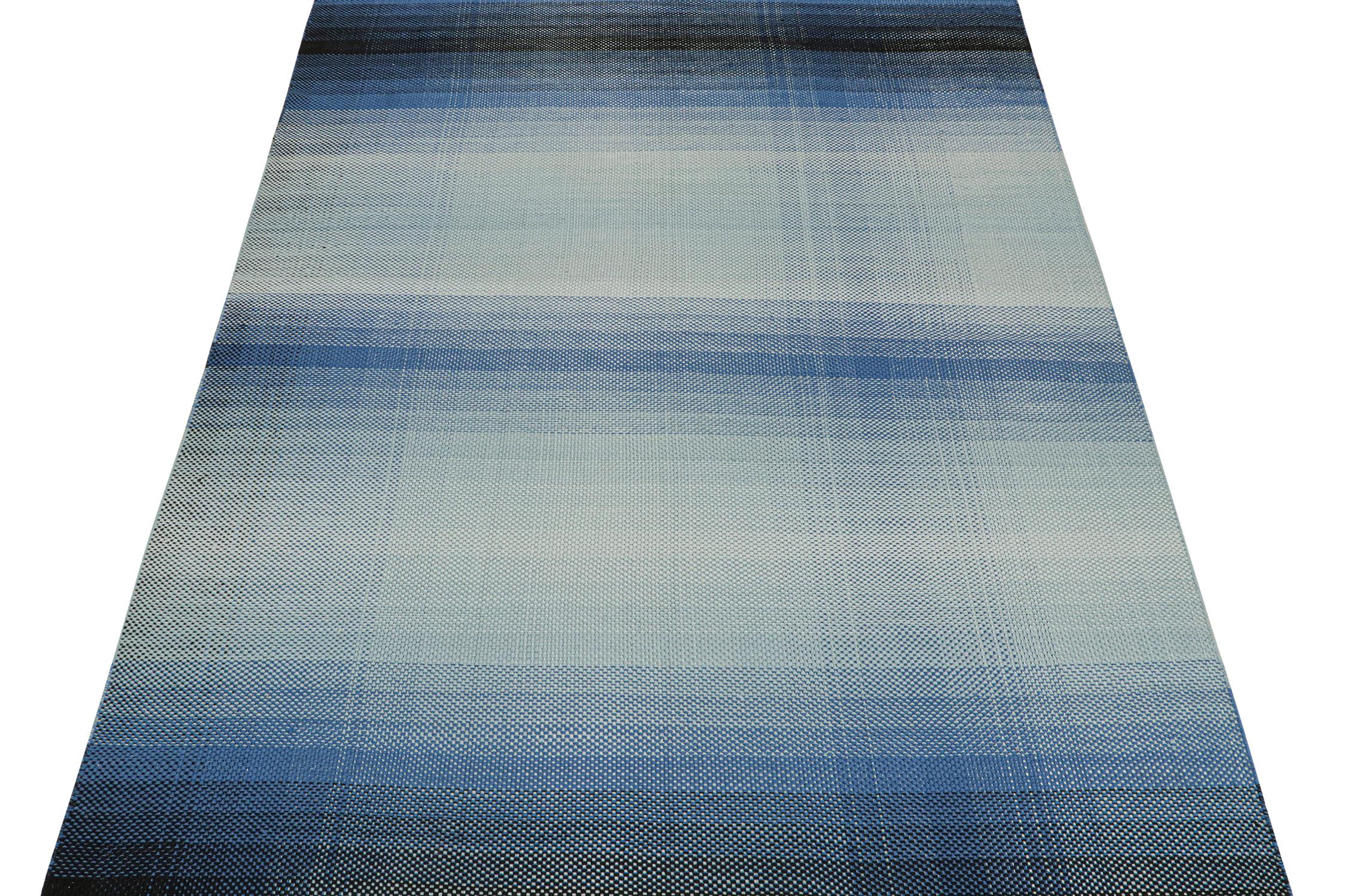 This 9x12 flat weave is an exciting new addition to the “Smartloom” texture in Rug & Kilim’s Scandinavian Collection. 

On the Design: 

Handwoven in a durable semi-vested wool, this new flat weave technique enjoys a unique texture and bold ombre
