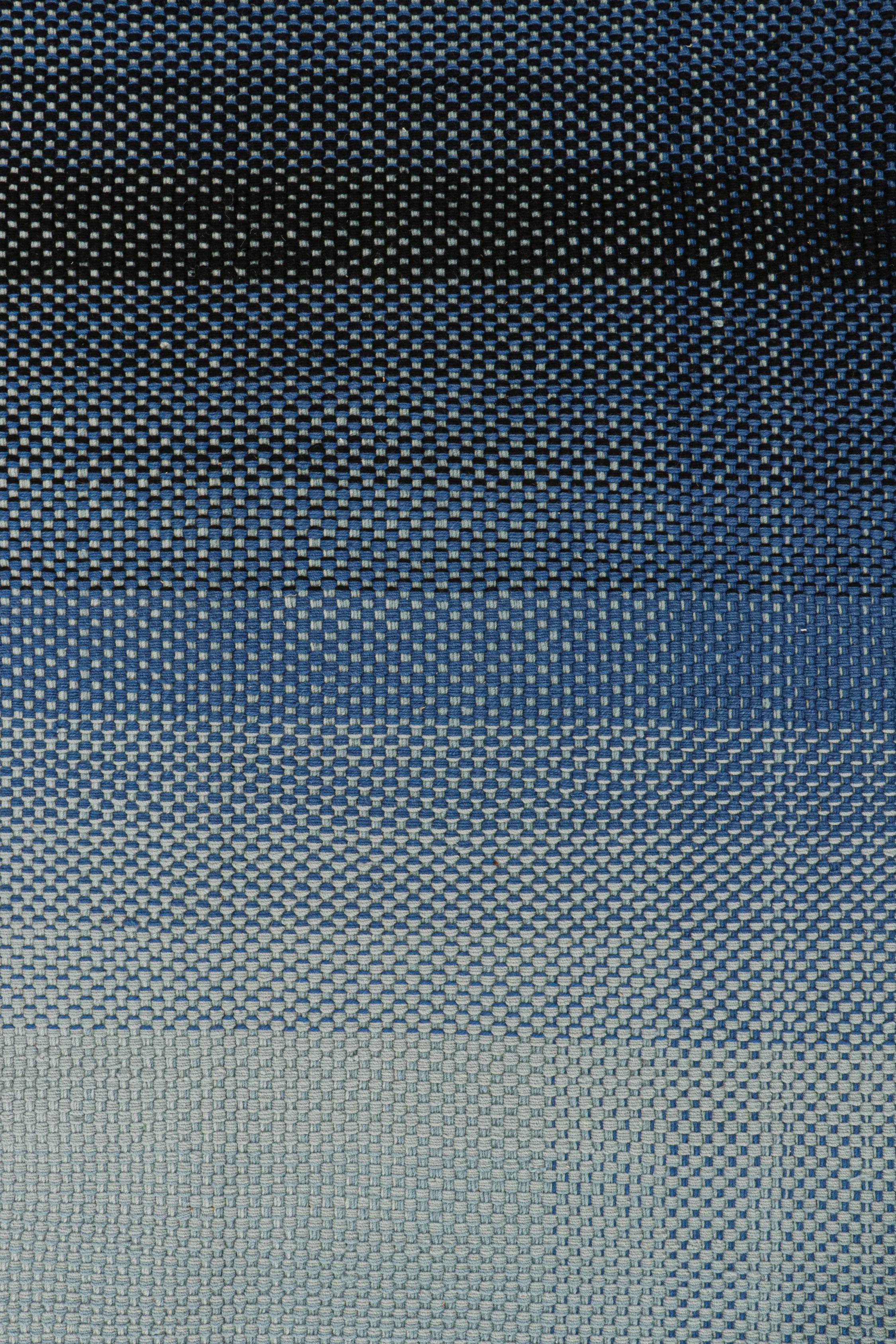 Rug & Kilim’s Scandinavian Style Ombre Kilim in Blue Gradient Pattern In New Condition For Sale In Long Island City, NY
