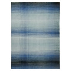Rug & Kilim’s Scandinavian Style Ombre Kilim in Blue Gradient Pattern