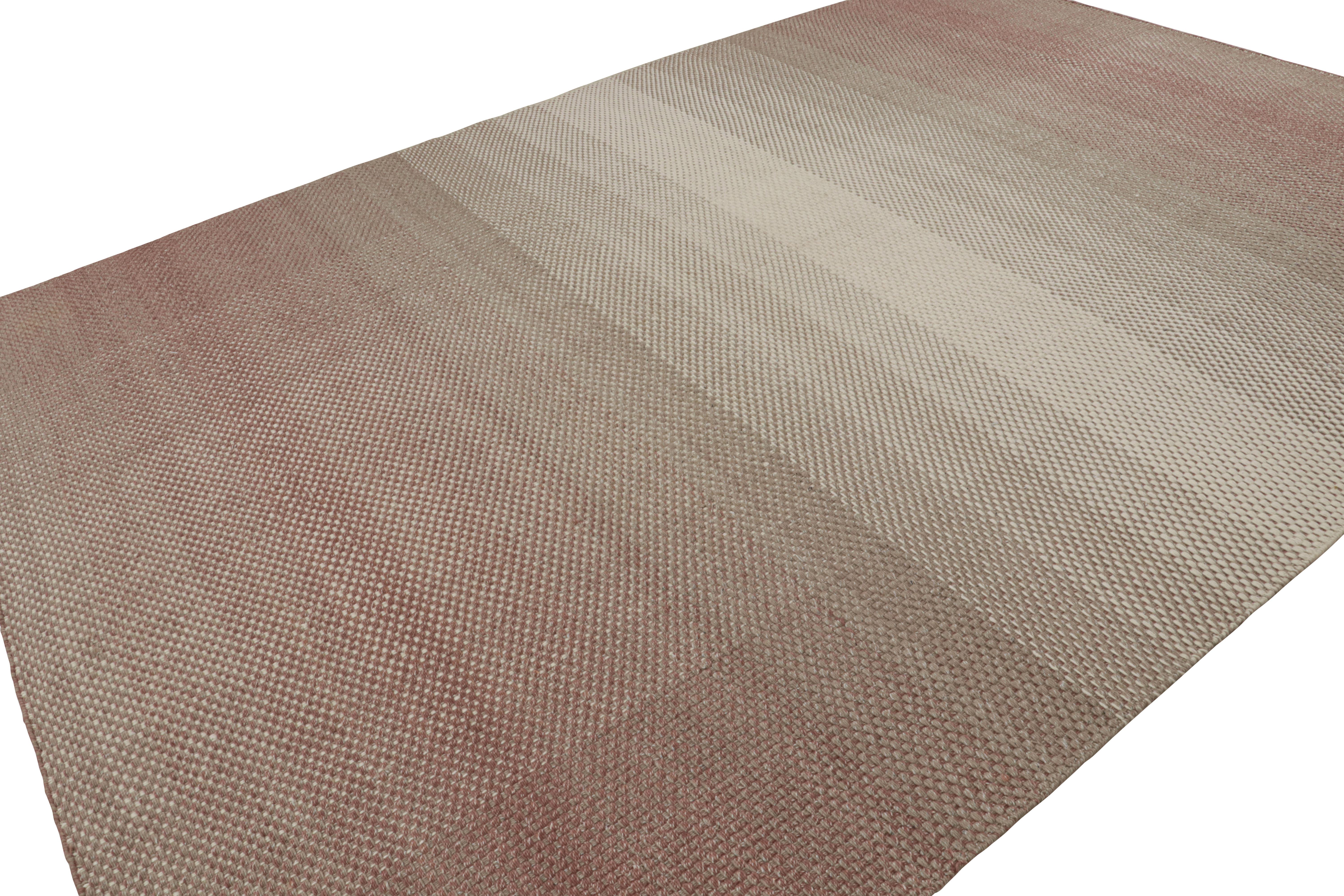 This 9×13 flat weave is an exciting new addition to the “Smartloom” texture in Rug & Kilim’s Scandinavian Collection.

On the Design:

Handwoven in a durable semi-vested wool, this new flat weave technique enjoys a unique texture and bold ombre