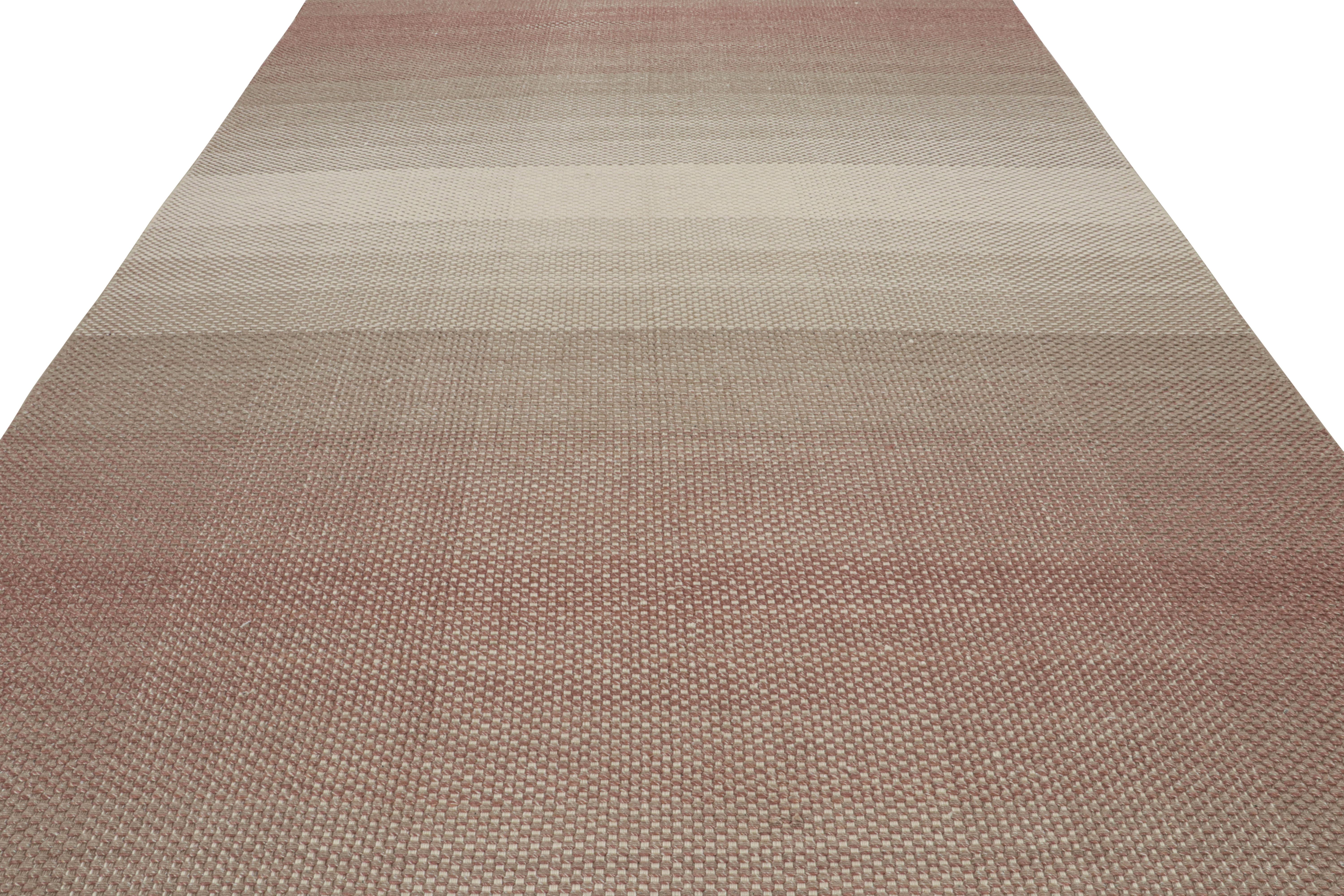 Modern Rug & Kilim’s Scandinavian Style Ombre Kilim Rug in Brown Patterns For Sale