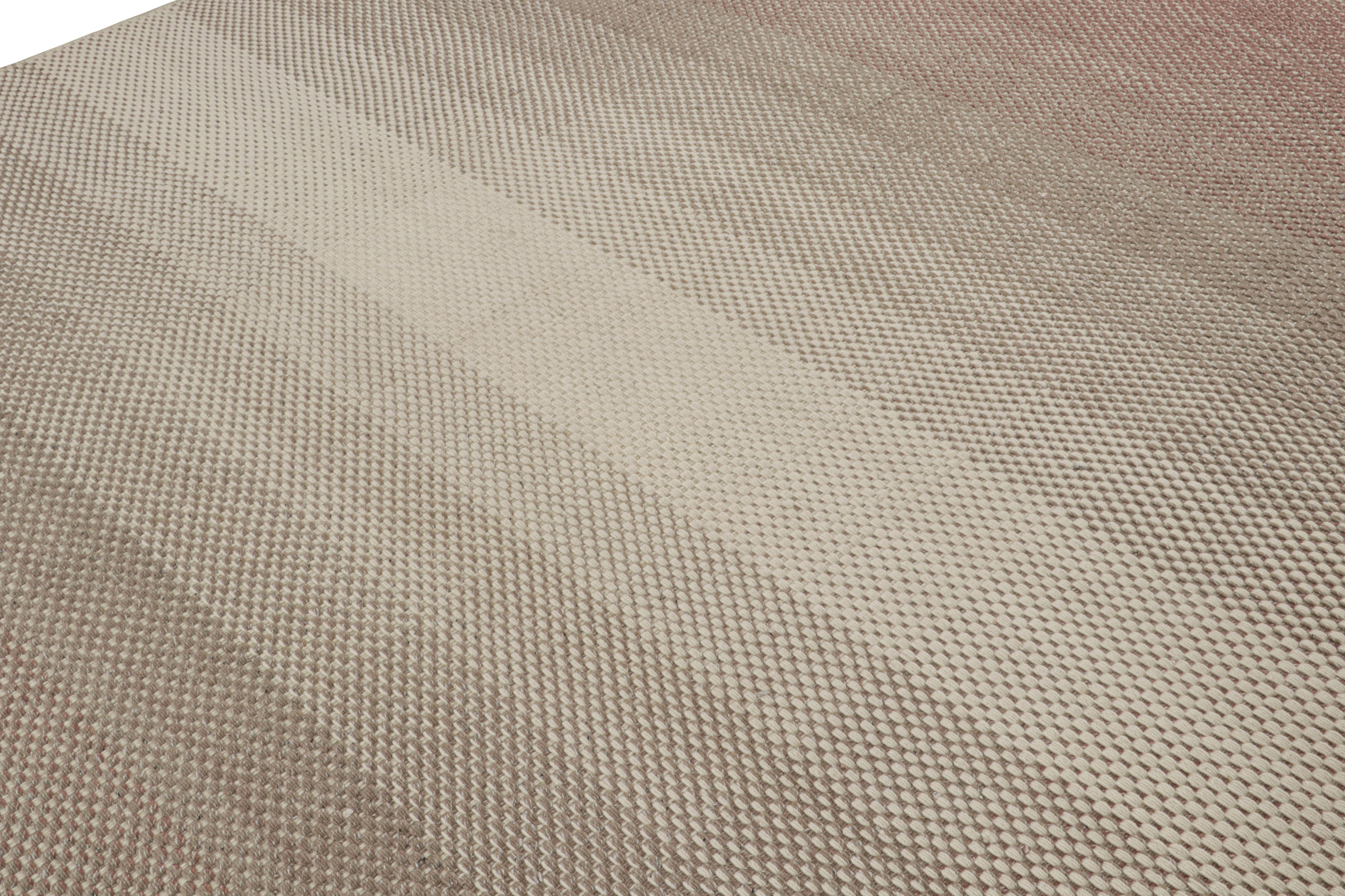 Indian Rug & Kilim’s Scandinavian Style Ombre Kilim Rug in Brown Patterns For Sale
