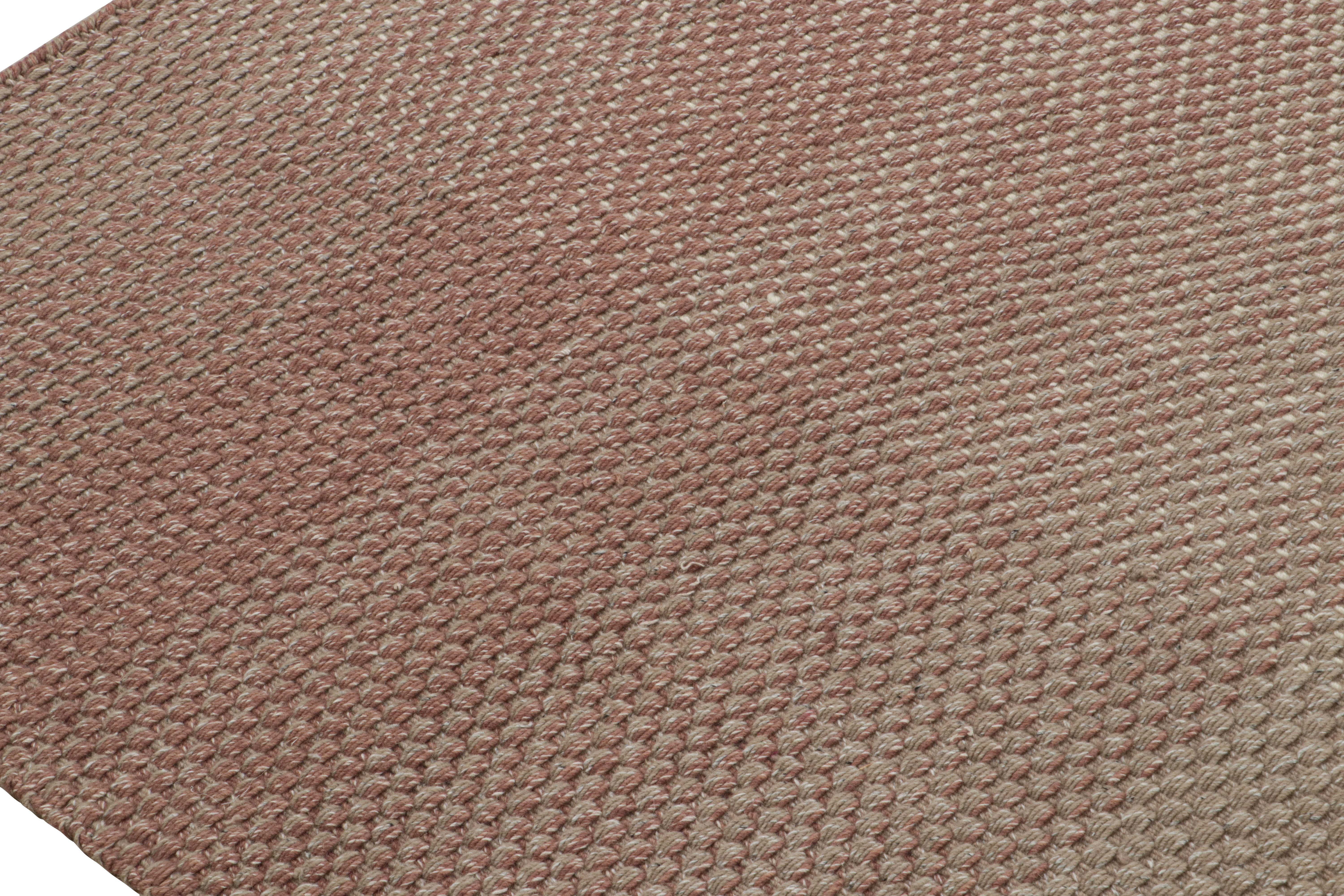 Hand-Woven Rug & Kilim’s Scandinavian Style Ombre Kilim Rug in Brown Patterns For Sale