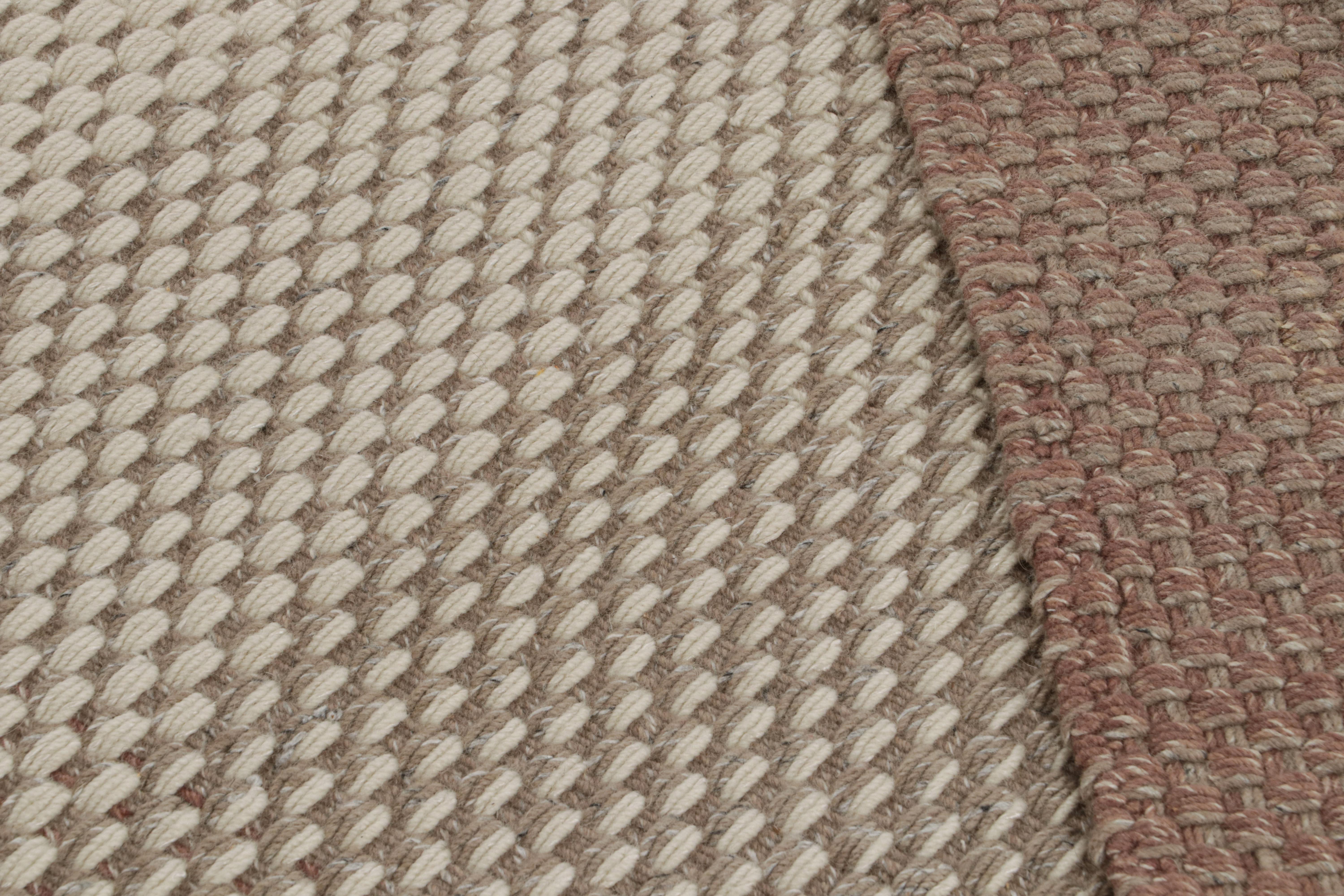 Contemporary Rug & Kilim’s Scandinavian Style Ombre Kilim Rug in Brown Patterns For Sale