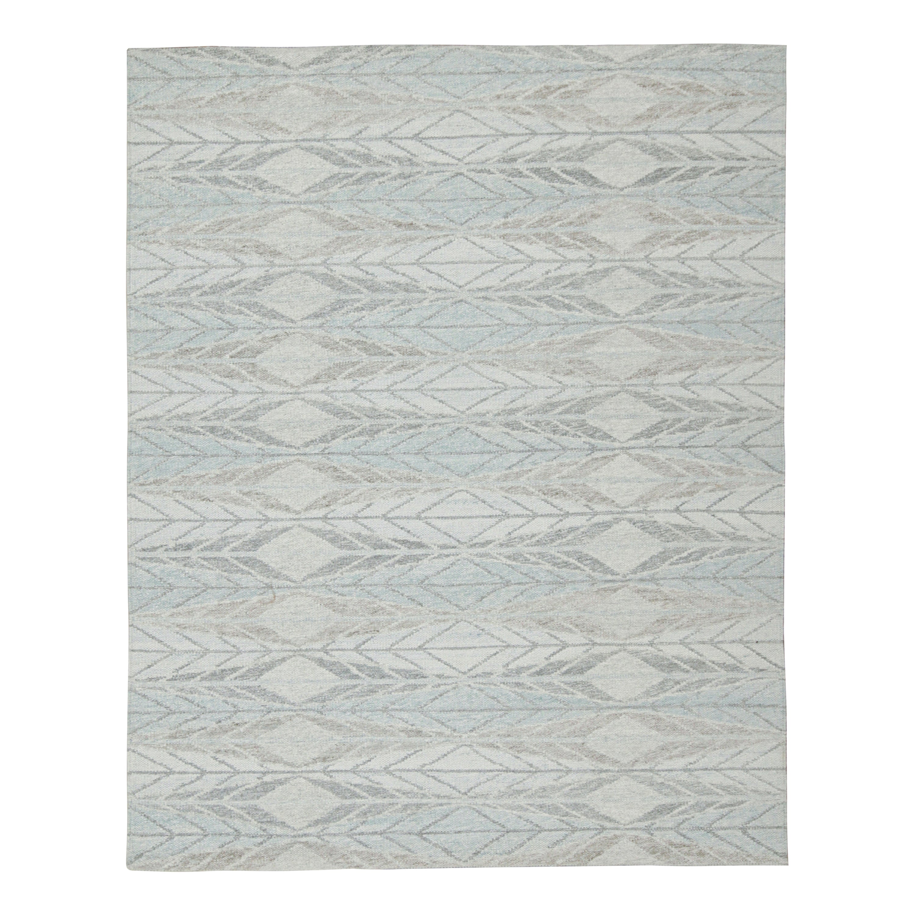 Rug & Kilim: Kilim da esterno in stile scandinavo con motivo geometrico blu e grigio