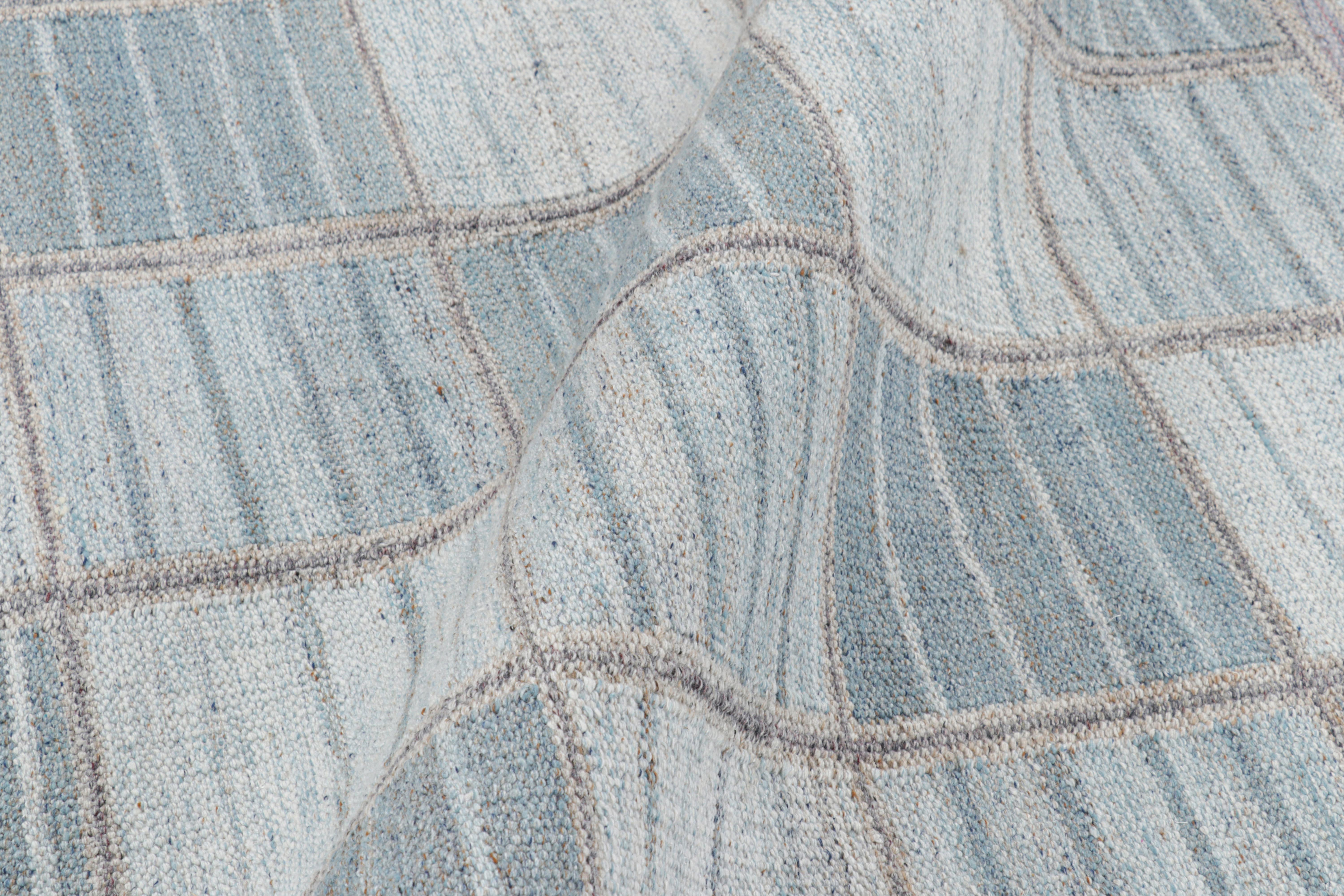 Rug & Kilim’s Scandinavian Style Outdoor Rug in Blu Gray with Geometric Pattern In New Condition For Sale In Long Island City, NY