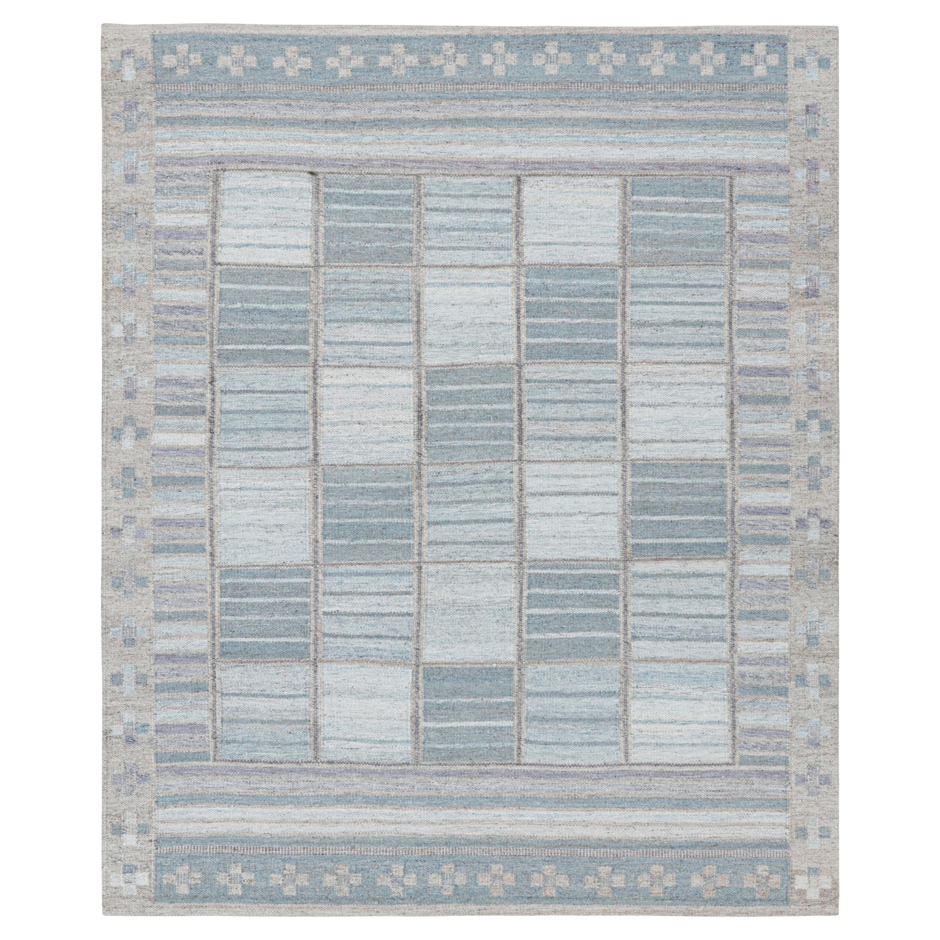 Rug & Kilim’s Scandinavian Style Outdoor Rug in Blu Gray with Geometric Pattern