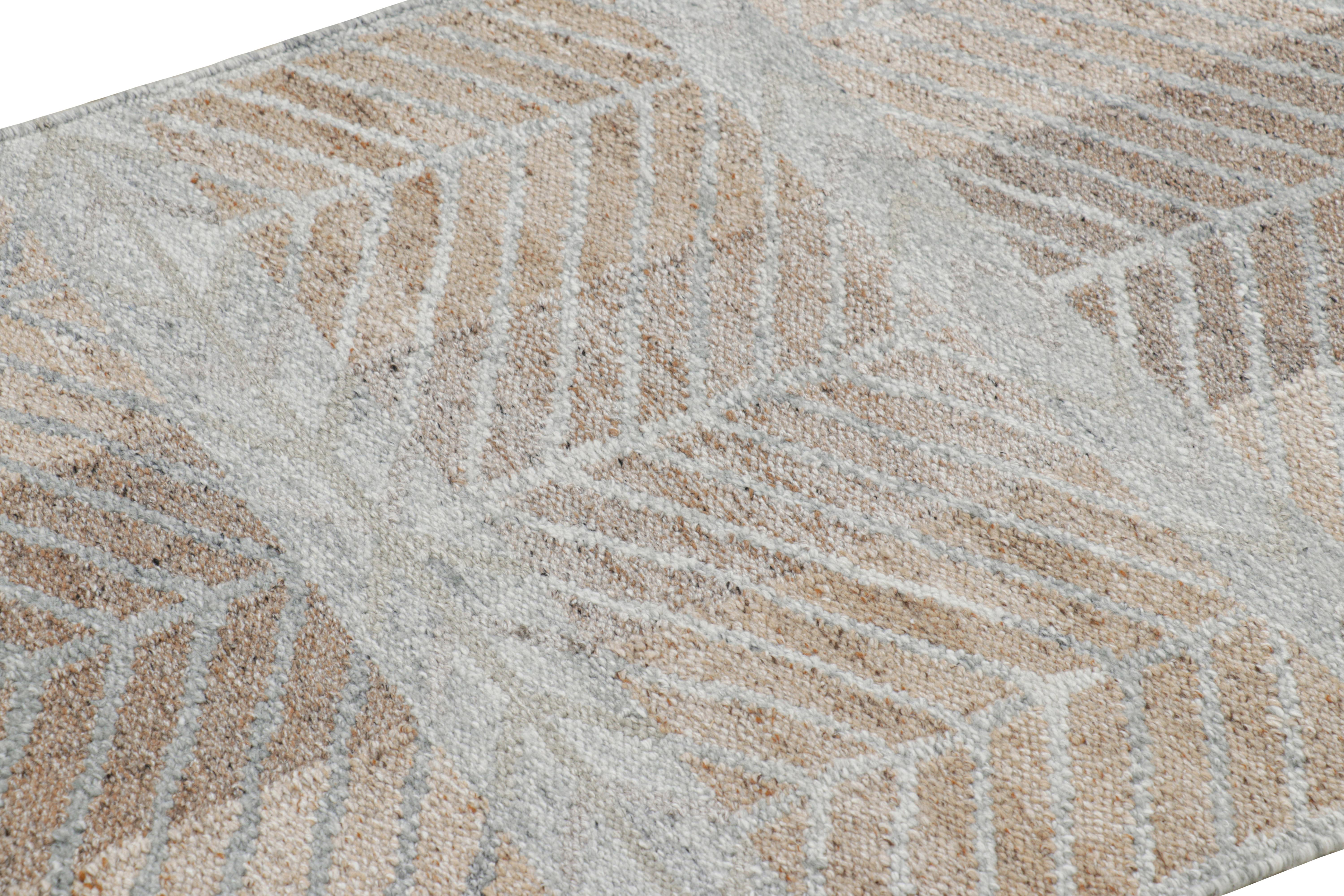 This 3x5 Scandinavian kilim, hand woven in performance polyester, from our celebrated flat weave texture of the titular, award-winning collection, enjoys the finesse of Swedish aesthetics with a dextrous geometric pattern.

On the design: 

Admirers