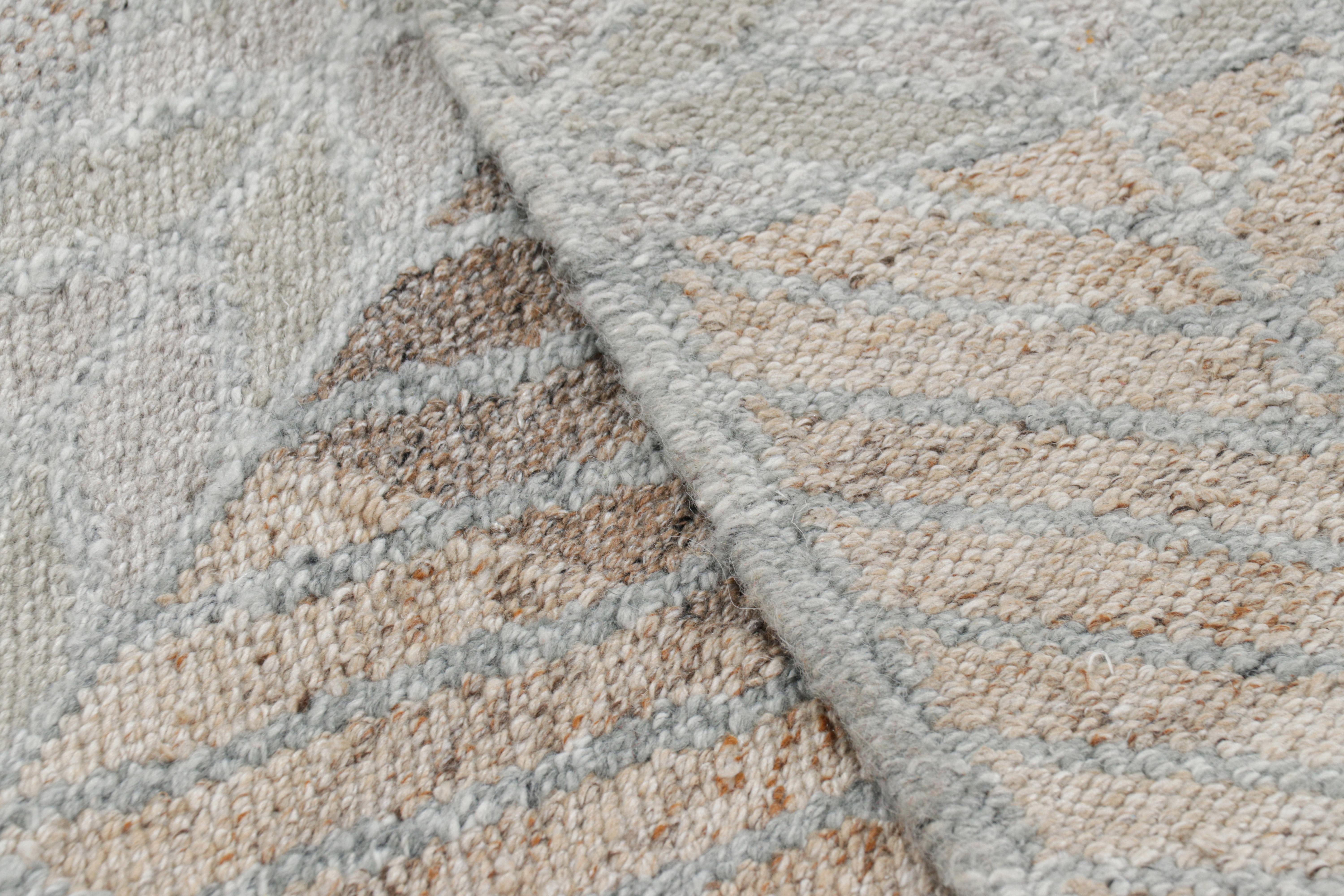 Contemporary Rug & Kilim’s Scandinavian Style Outdoor Rug in Blue Gray with Geometric Pattern For Sale