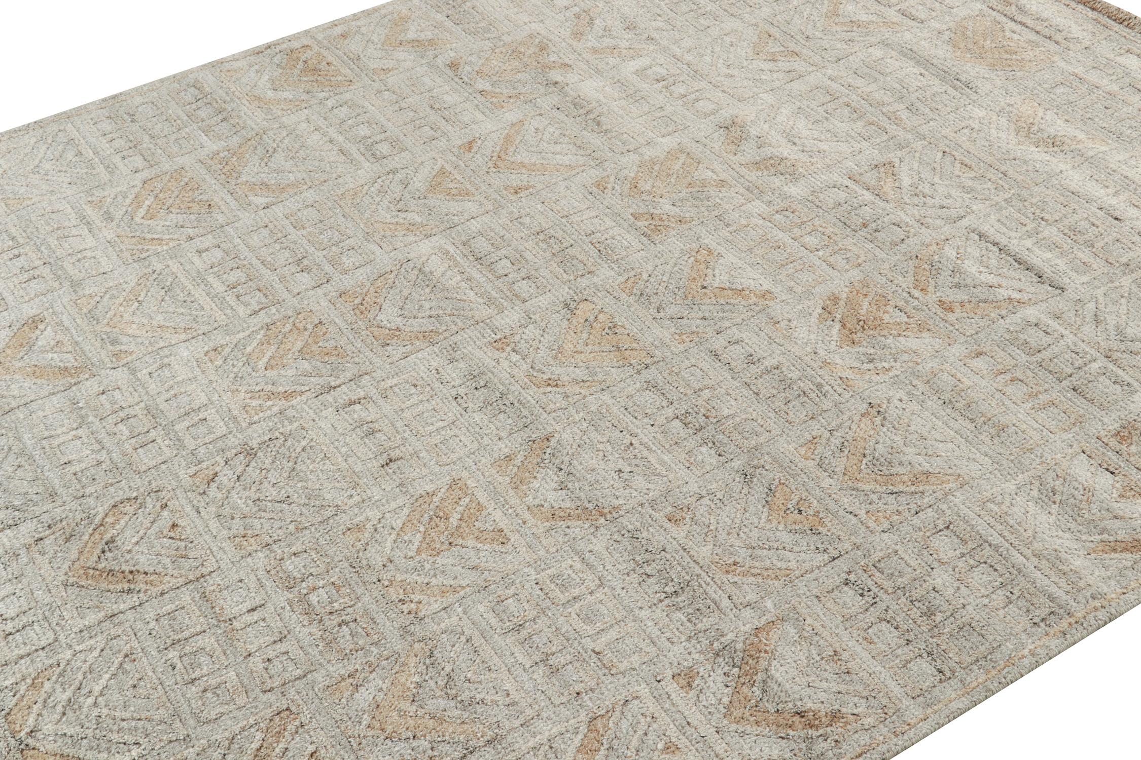 Skandinavischer Outdoor-Teppich von Rug & Kilim in Grau und Beige mit geometrischem Muster (Indisch) im Angebot