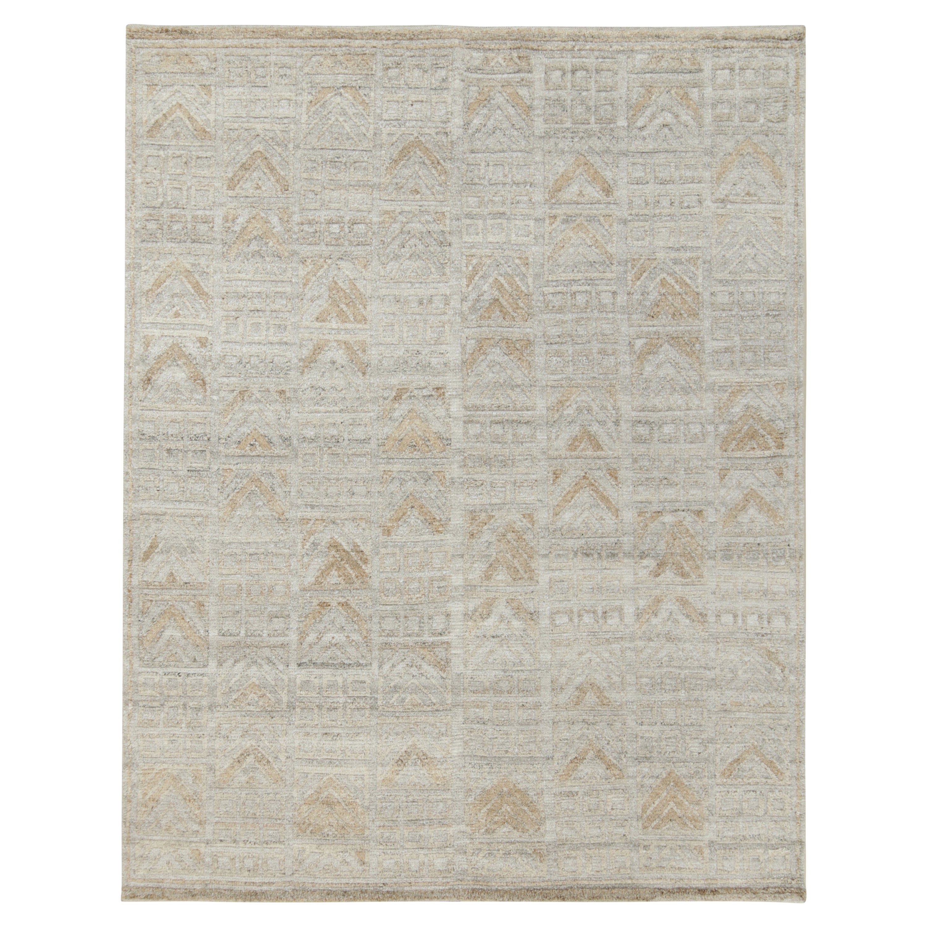 Skandinavischer Outdoor-Teppich von Rug & Kilim in Grau und Beige mit geometrischem Muster