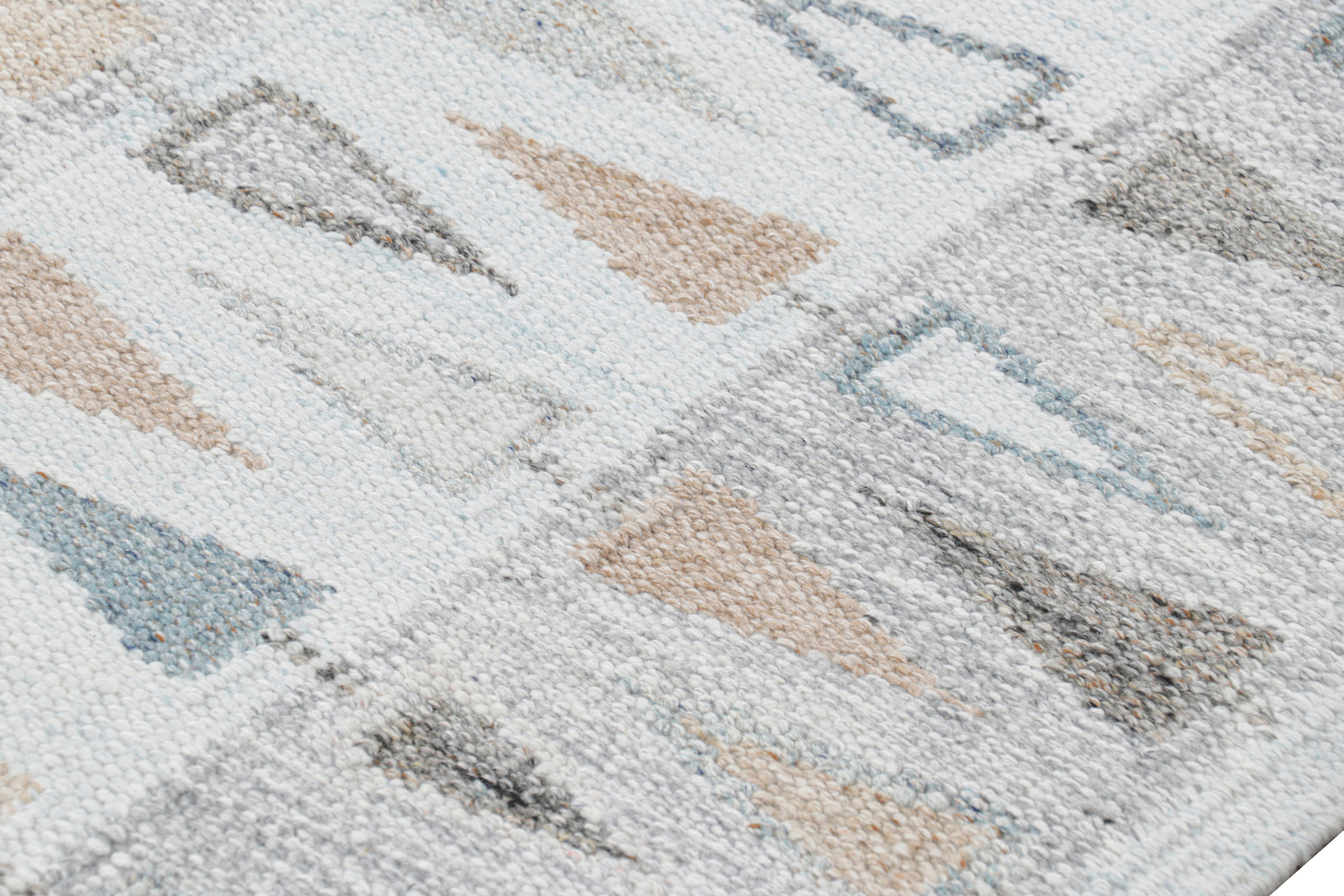 Indiano Tappeto da esterno in stile scandinavo di Rug & Kilim in grigio con motivi geometrici in vendita