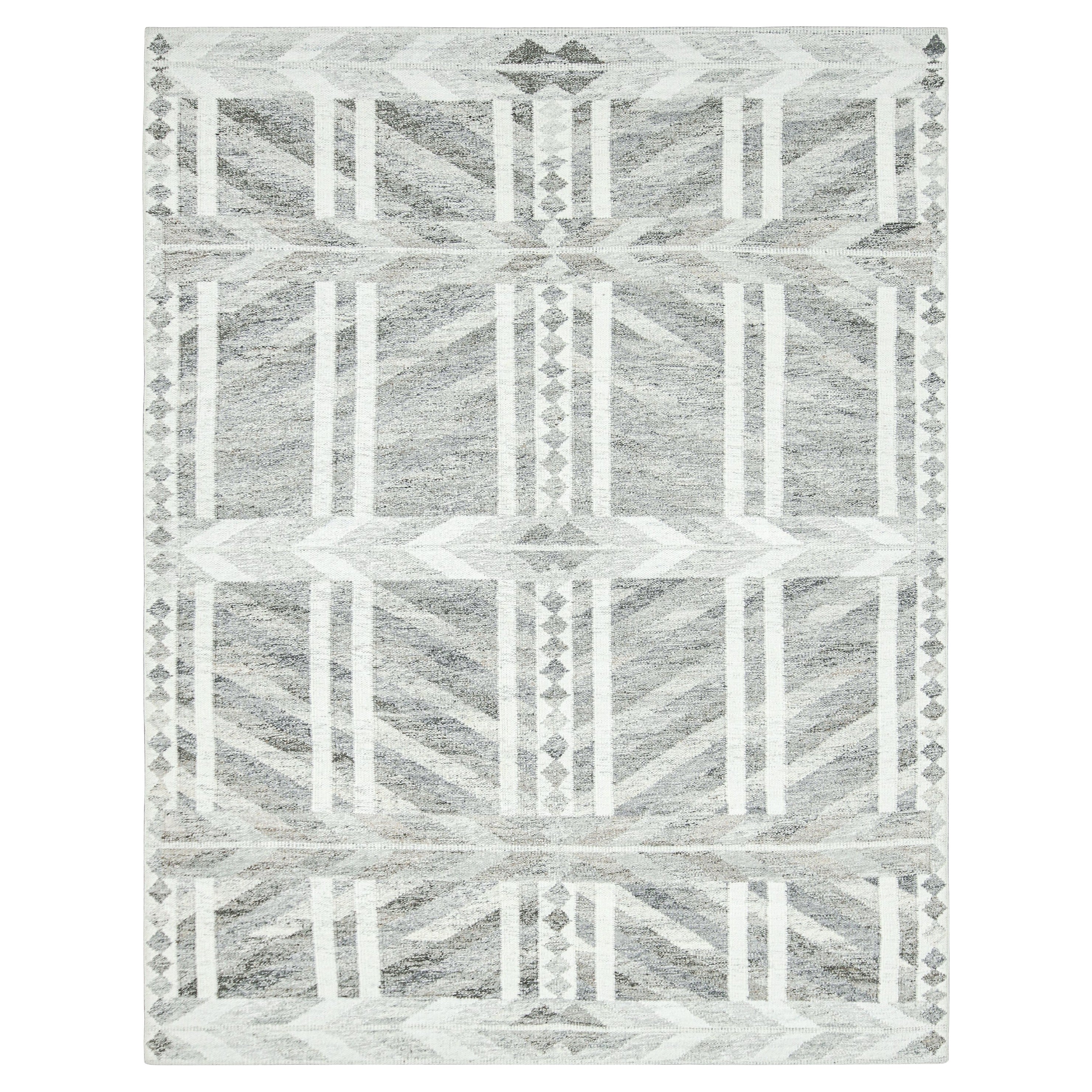 Tappeto per esterni in stile scandinavo di Rug
Kilim, grigio ardesia con motivi geometrici