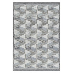 Rug & Kilim’s Scandinavian Style Outdoor Rug with Blue & Gray Geometric Pattern