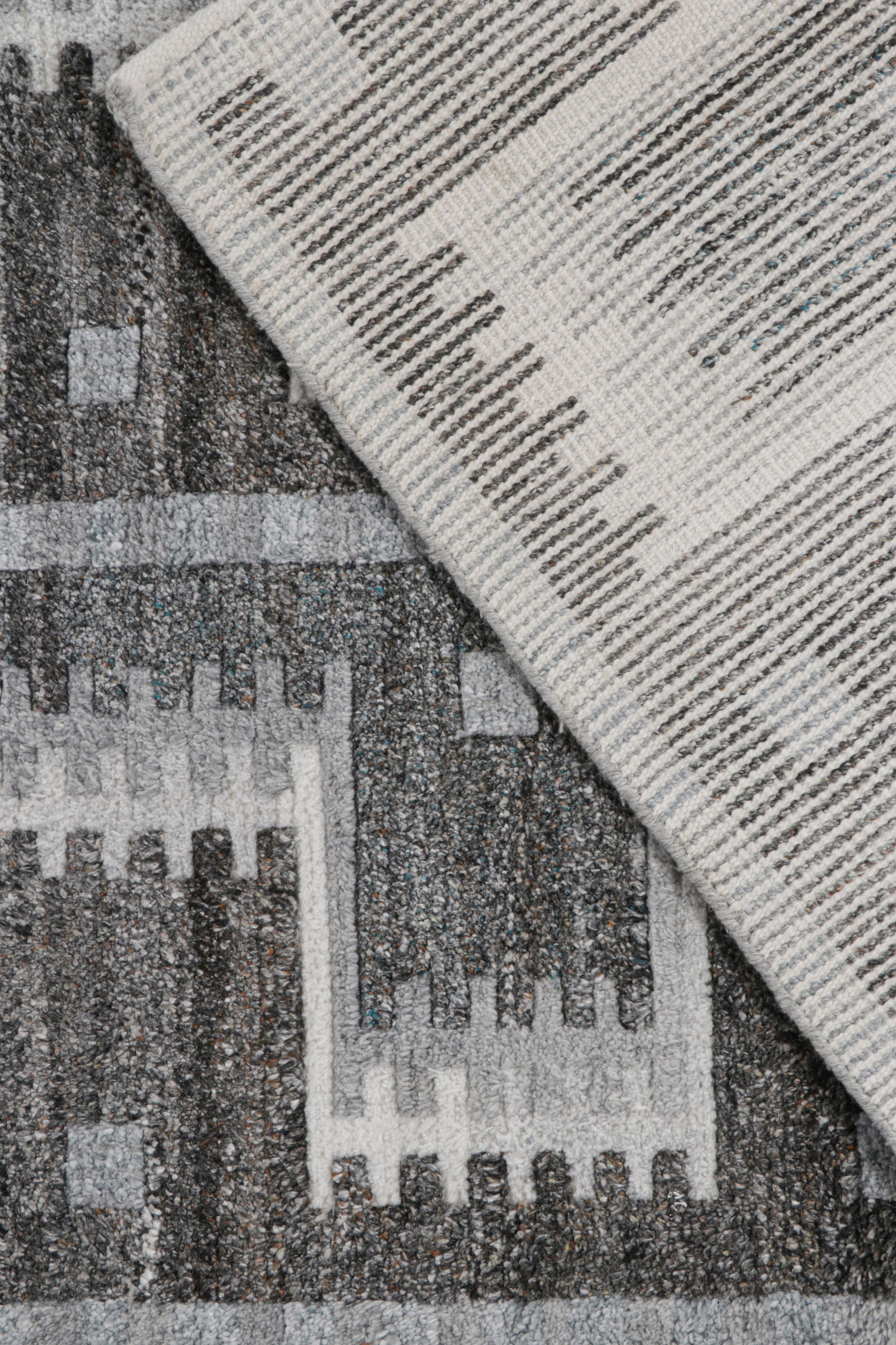 Rug & Kilim's Outdoor-Teppich im skandinavischen Stil mit grauen, geometrischen Mustern (21. Jahrhundert und zeitgenössisch) im Angebot