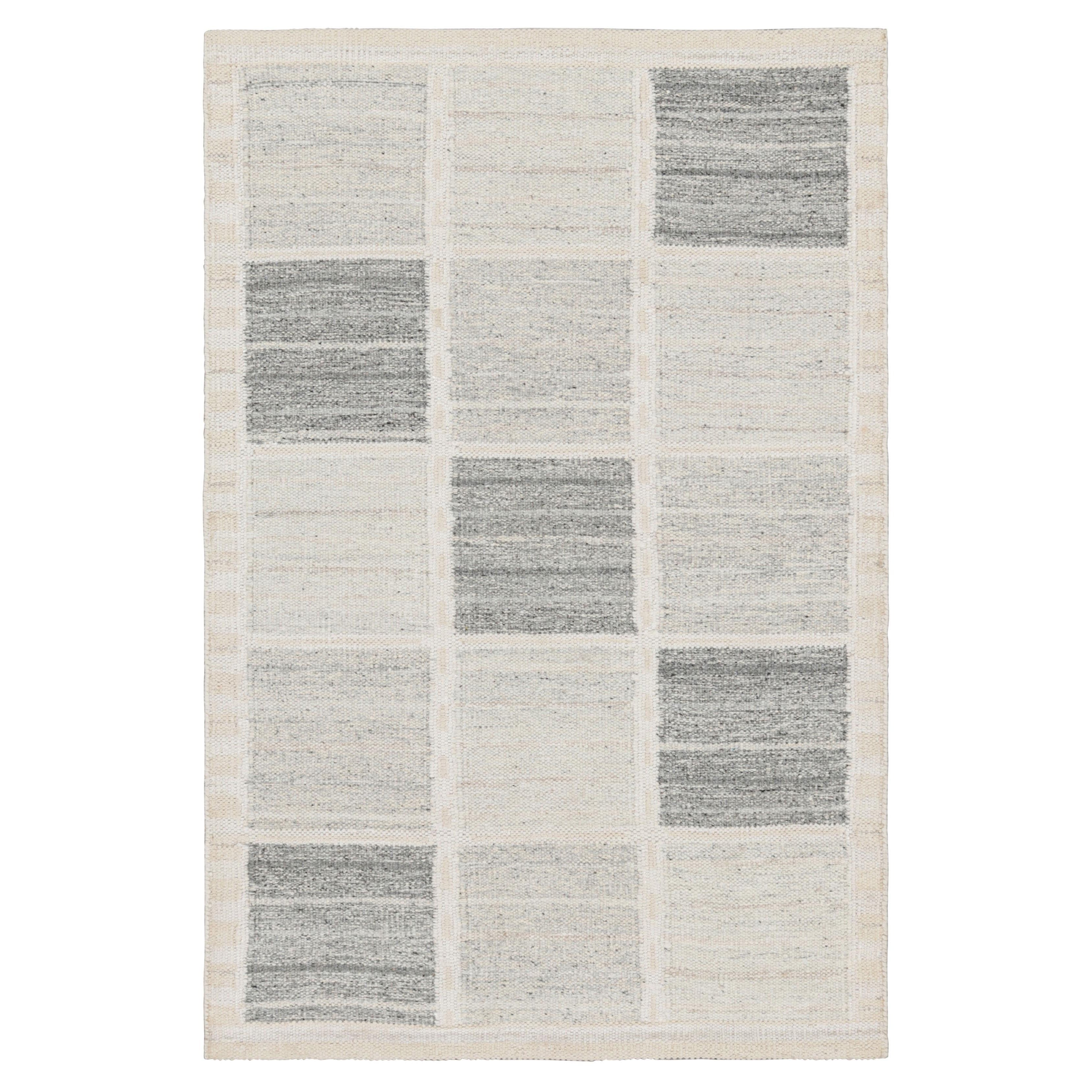 Tapis d
extérieur de style scandinave à motif géométrique blanc et gris de Rug
Kilim