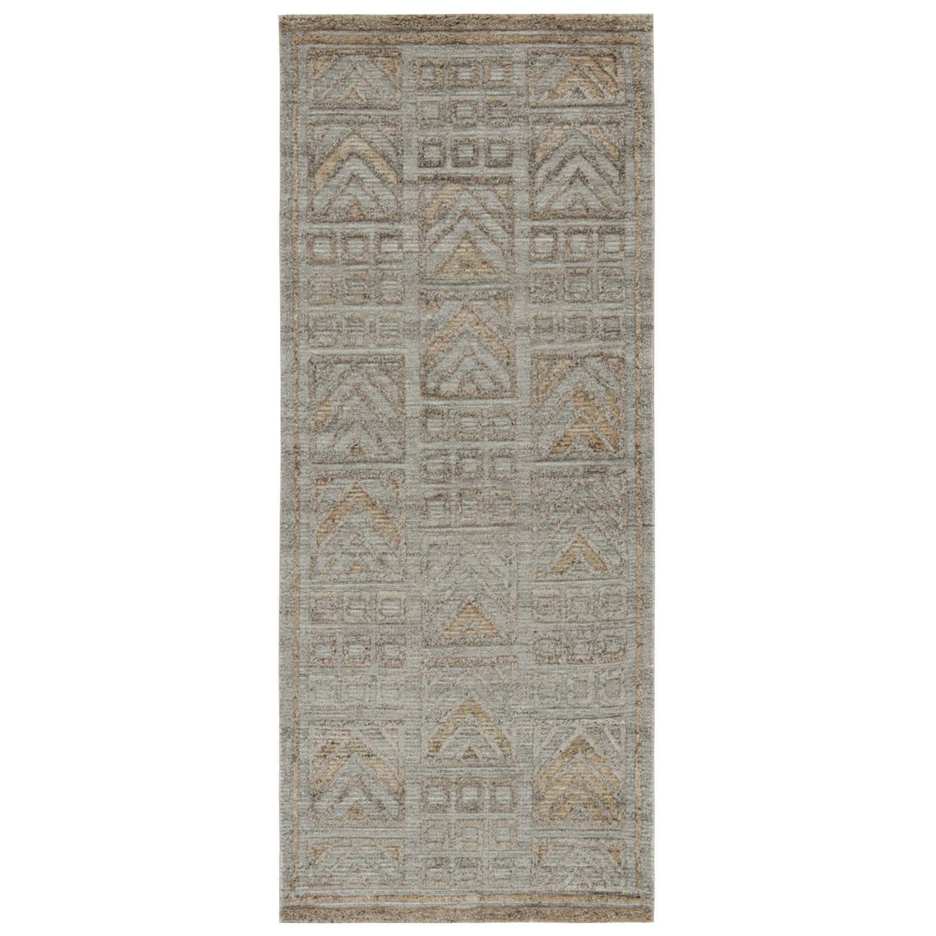 Runner da esterno in stile scandinavo di Rug & Kilim con motivi geometrici in grigio