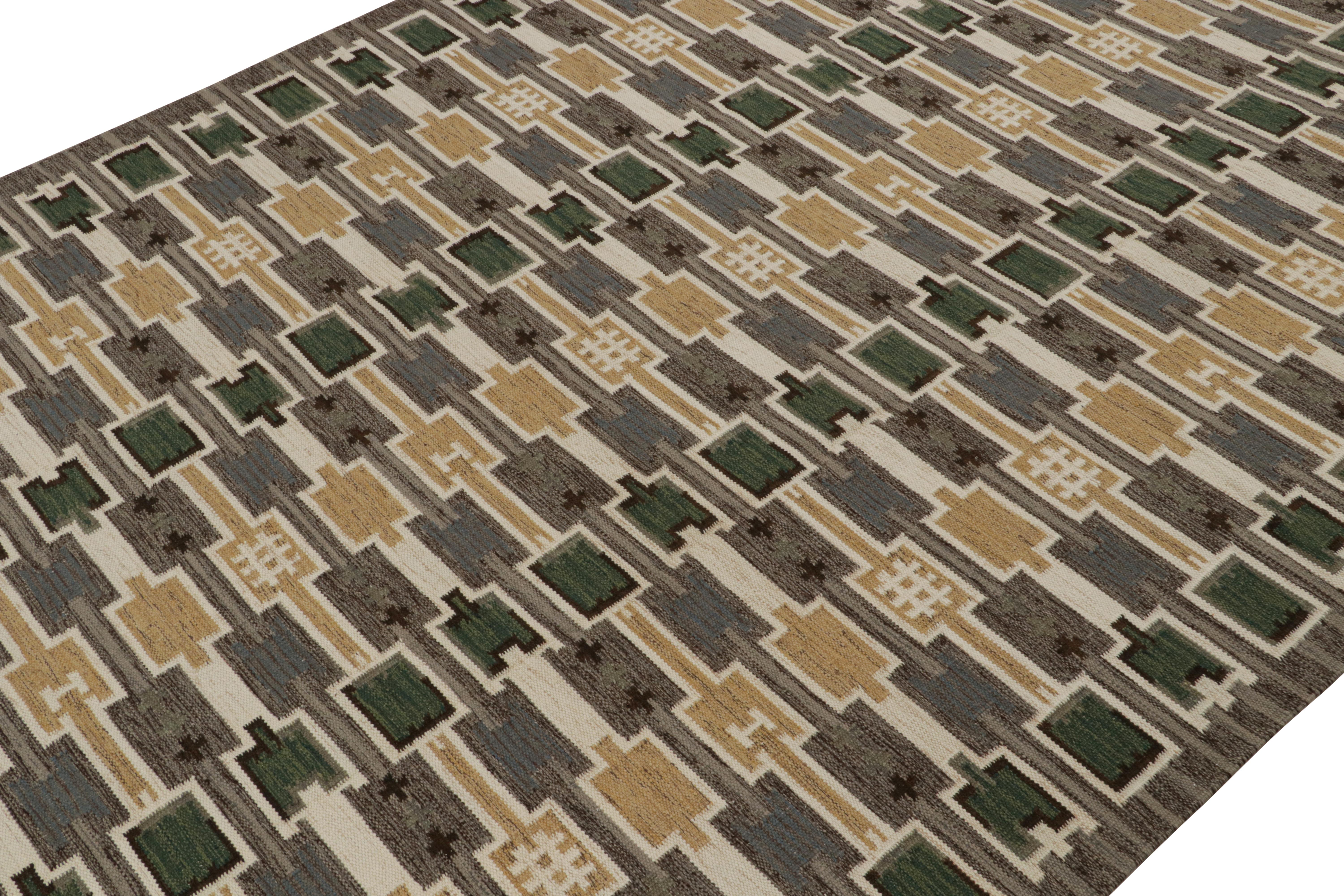 Kilim extragrande de estilo escandinavo de Rug & Kilim con estampado geométrico multicolor Indio en venta