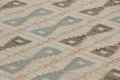 Rug & Kilim’s Scandinavian Style Rug, Beige-Brown and Slate Hourglass Patterns