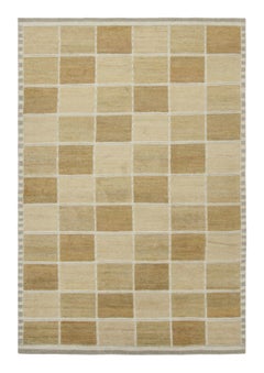 Rug & Kilim’s Scandinavian Style Rug, Beige-brown with Square Geometric Patterns