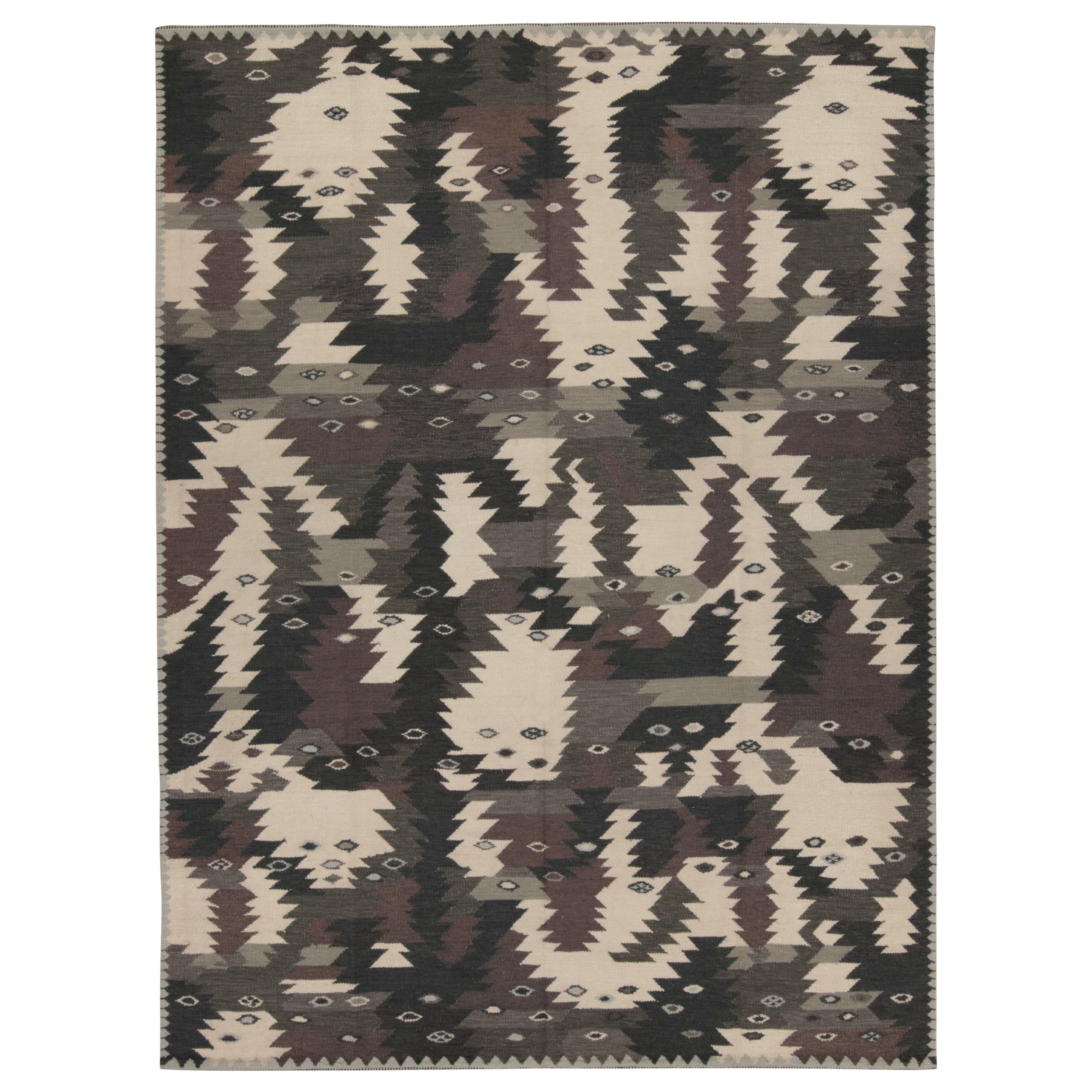 Rug & Kilim’s Scandinavian Style Rug, Charcoal Gray Tones in Geometric Patterns For Sale