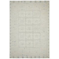 Rug
Kilim
s Teppich im skandinavischen Stil, cremeweiß und grau mit geometrischen Mustern