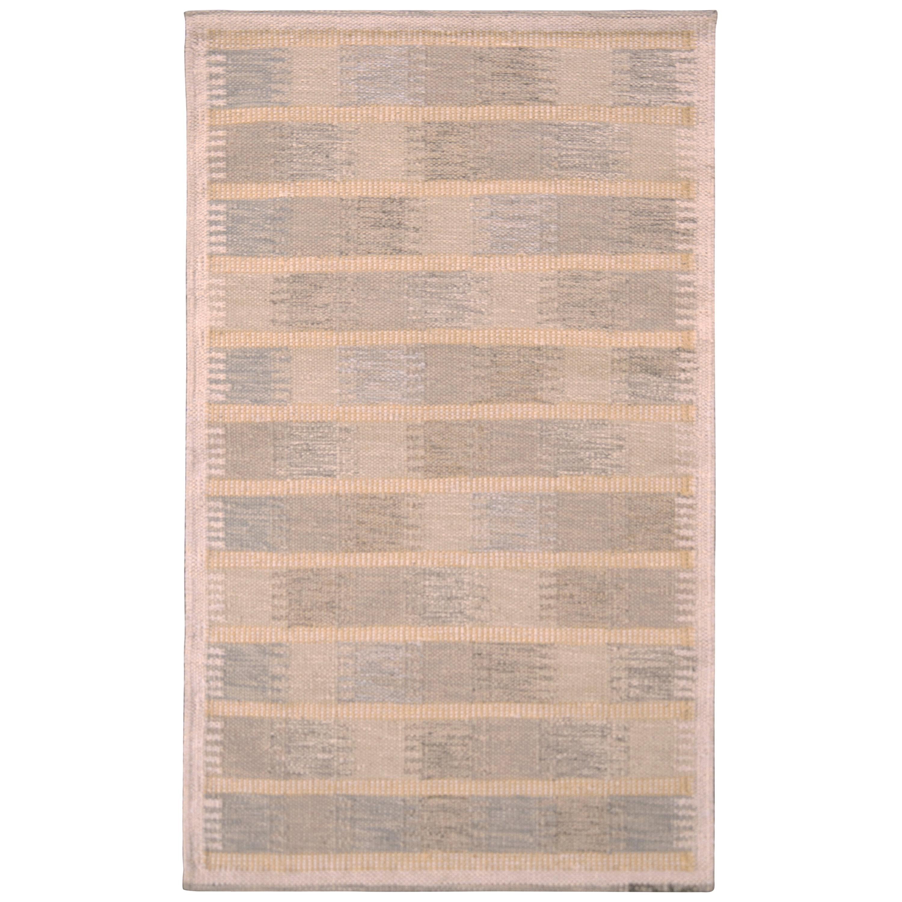 Rug 
Kilim
s Teppich im skandinavischen Stil Geometrisches Beige-Blau-Muster