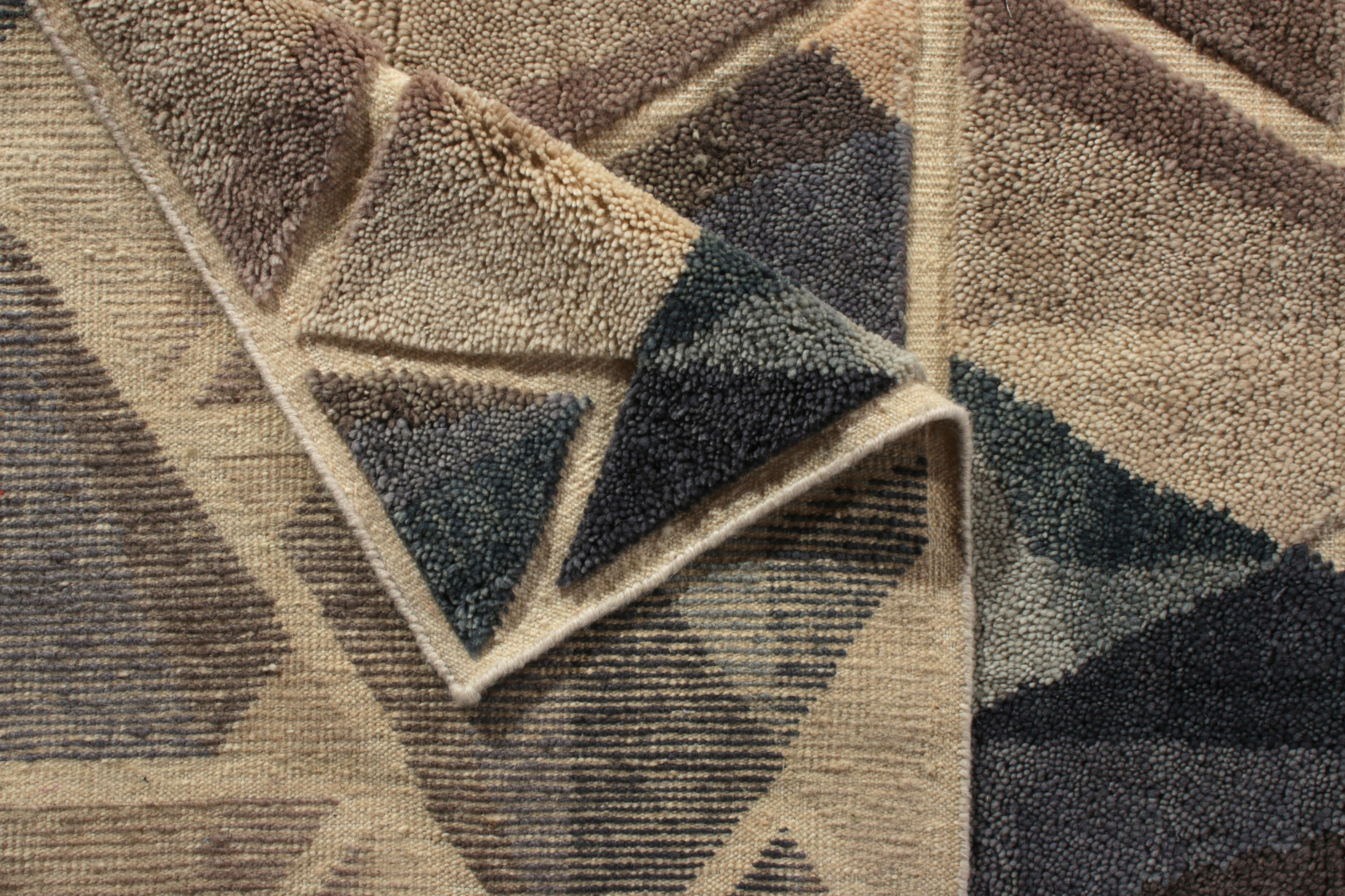 Annodato a mano Rug & Kilim Tappeto in stile scandinavo Geometrico Argento-Grigio Blu Personalizzato in vendita