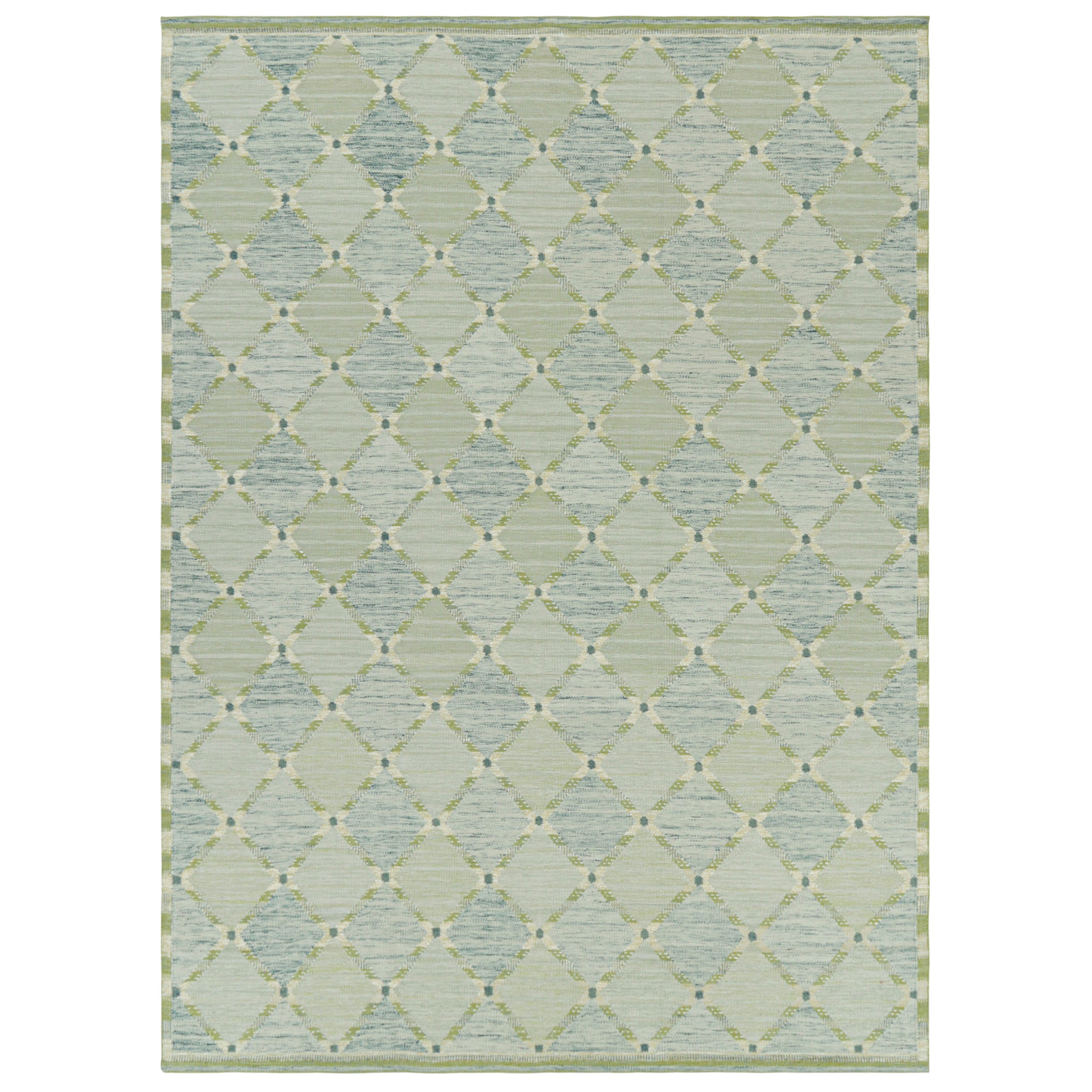 Tappeto in stile scandinavo Rug & Kilim, motivi a diamante a reticolo verde e blu