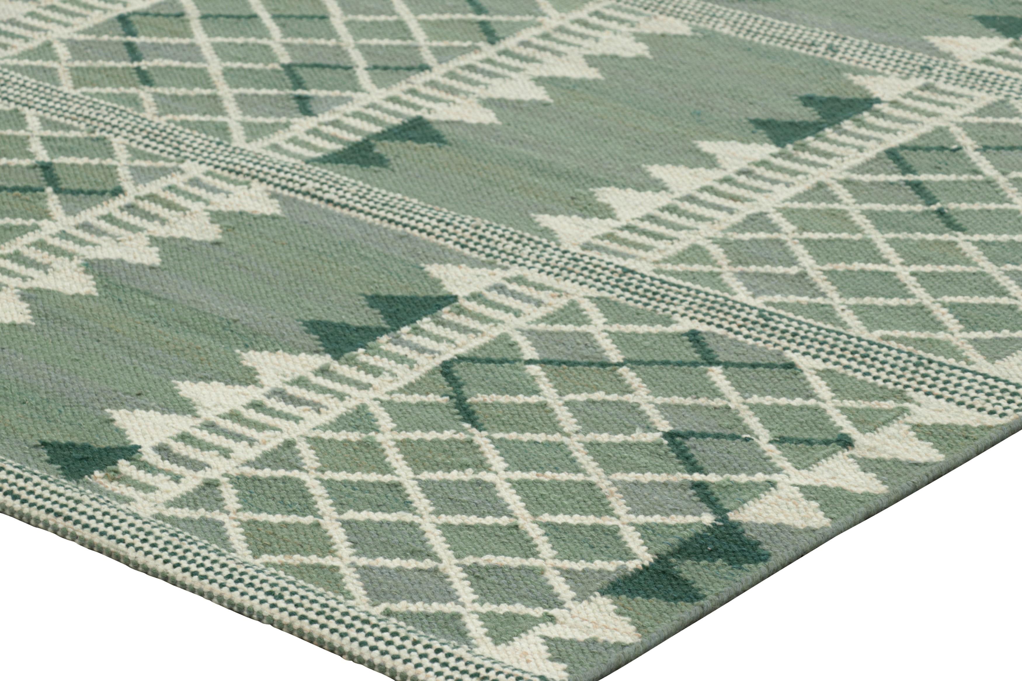 Tapis de style scandinave de Rug & Kilim, vert et crème avec motifs géométriques Neuf - En vente à Long Island City, NY