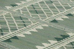 Rug & Kilim’s Scandinavian Style Rug, Green and Cream with Geometric Patterns