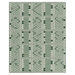 Tapis de style scandinave de Rug 
Kilim, vert et crème avec motifs géométriques