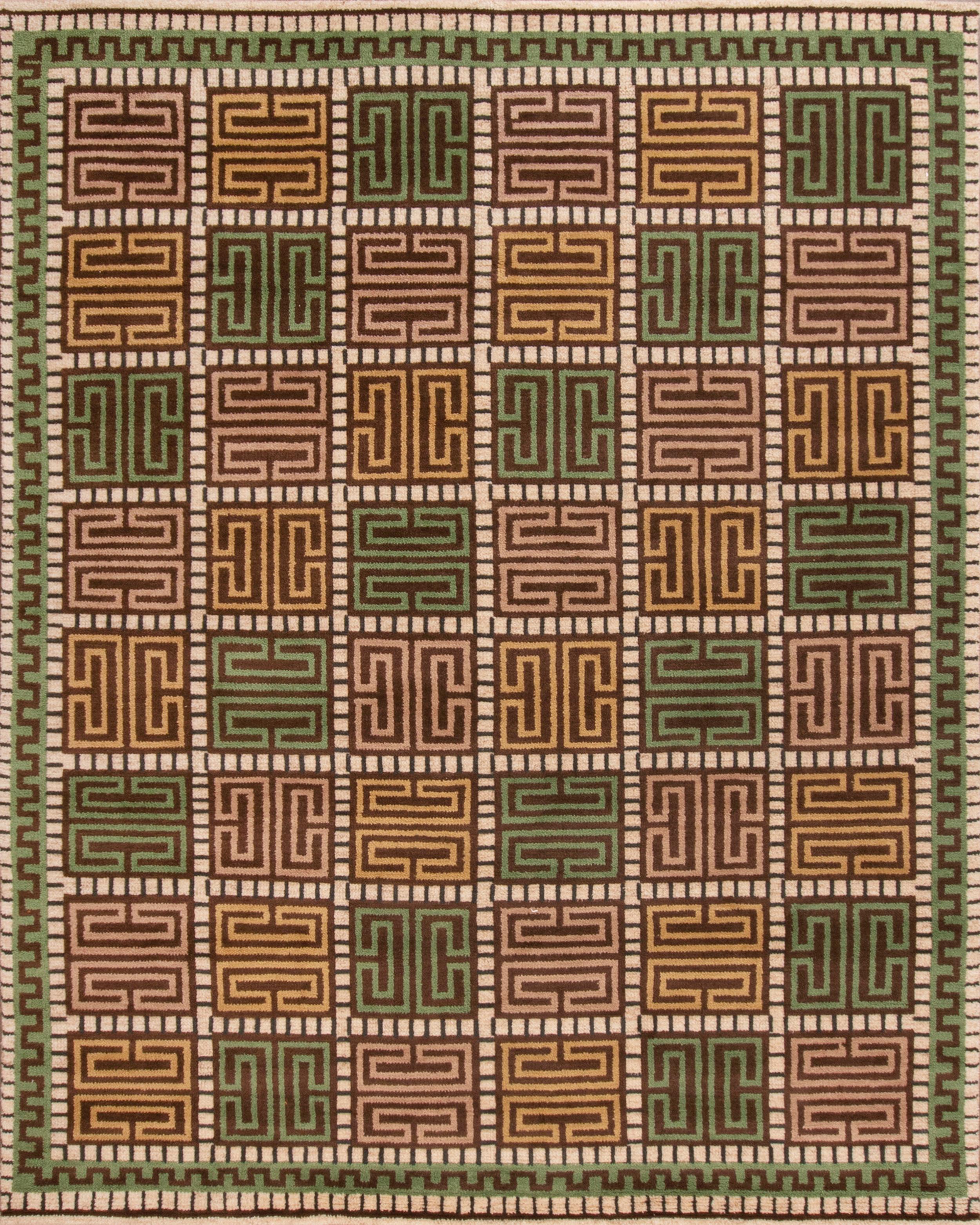Dieser 8x10 große Teppich aus handgeknüpfter Wolle ist eine aufregende neue Ergänzung der skandinavischen Teppichkollektion von Rug & Kilim - eine zeitgenössische Neuinterpretation des schwedischen Minimalismus und der Vintage-Teppiche und Textilien