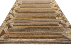 Rug & Kilim’s Scandinavian Style Rug, High-Low Beige-Brown Geometric Pattern