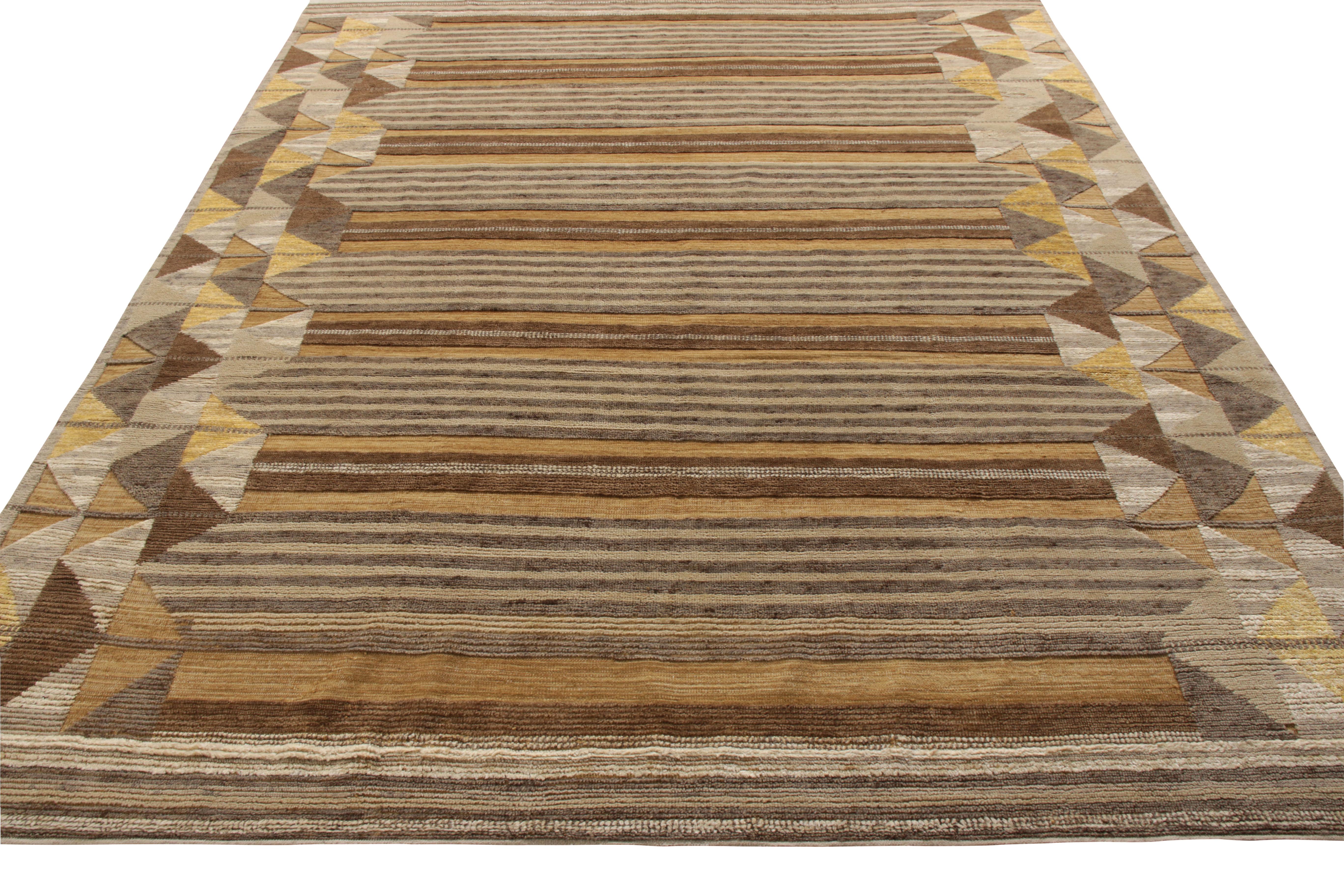 Eine 8 x 10 aus den neuesten Flor-Ergänzungen der gefeierten Scandinavian Collection von Rug & Kilim, die den gefeierten Stil der Jahrhundertmitte in einer neuen dynamischen Form wieder aufgreift.

Über das Design: Diese Ergänzung unserer feineren