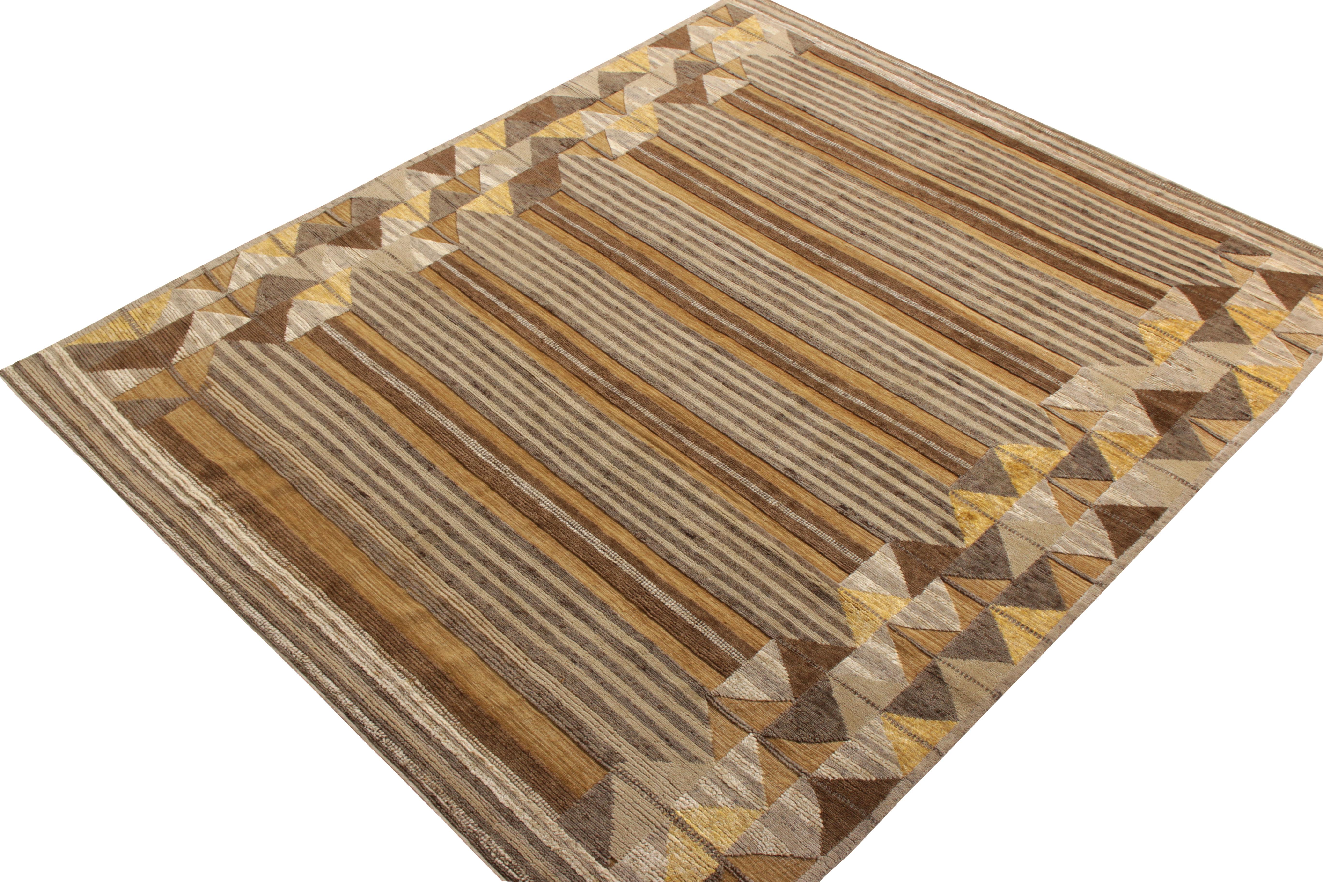 Teppich & Kilims im skandinavischen Stil, hochgeschlossener Beige-Brown-Teppich mit geometrischem Muster (Skandinavische Moderne) im Angebot