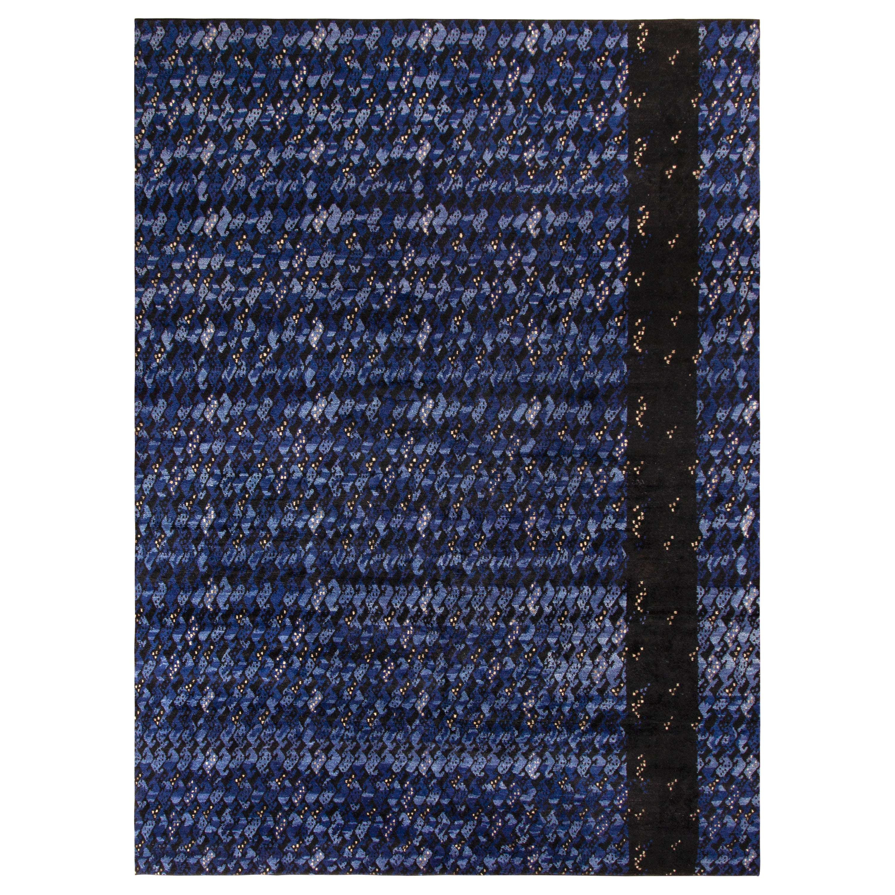 Alfombra de estilo escandinavo Rug & Kilim con diseño geométrico en azul y negro
