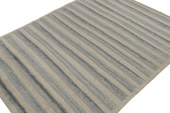 Rug & Kilim’s Scandinavian Style Rug in Beige and Blue Stripes