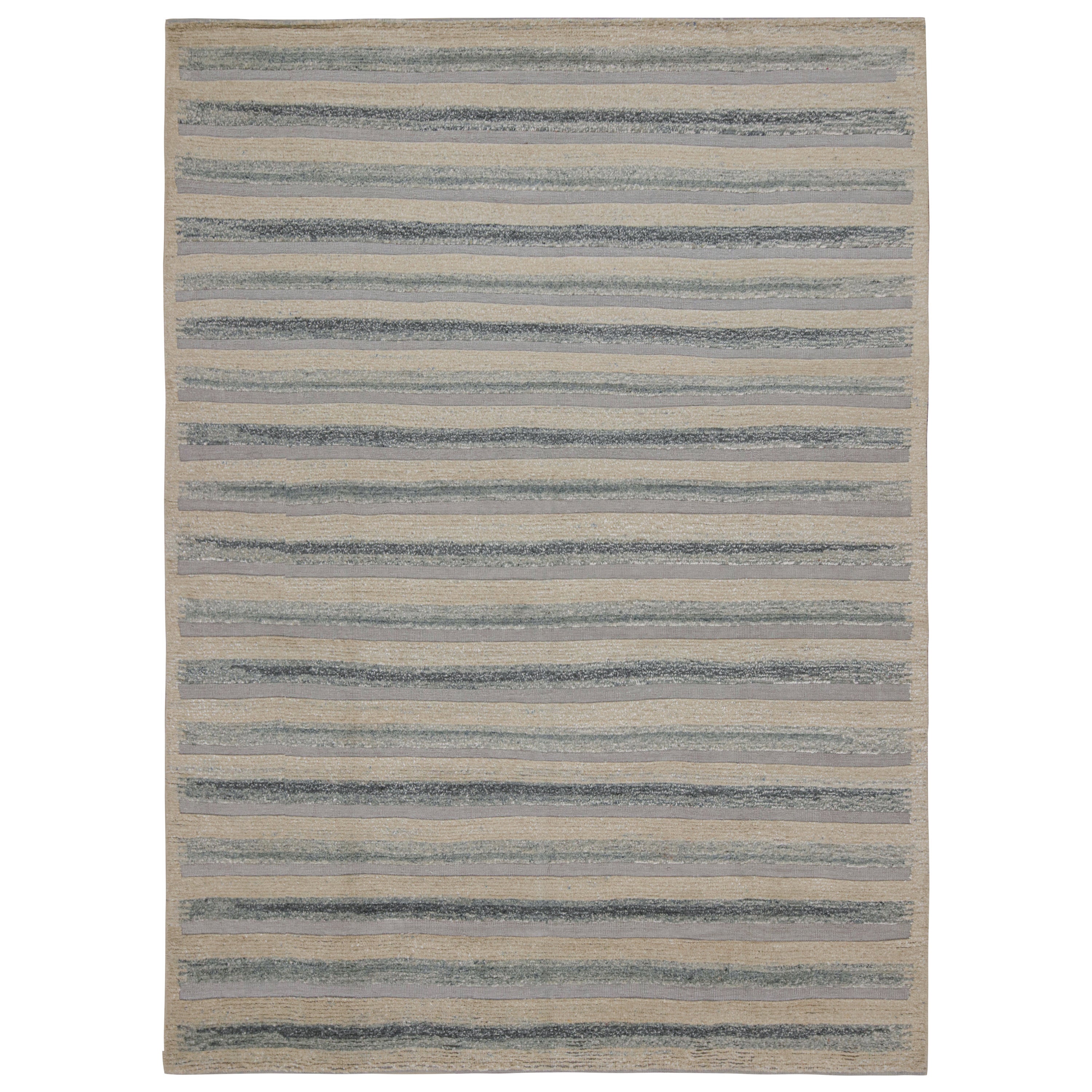 Rug & Kilim: Tappeto in stile scandinavo a strisce beige e blu