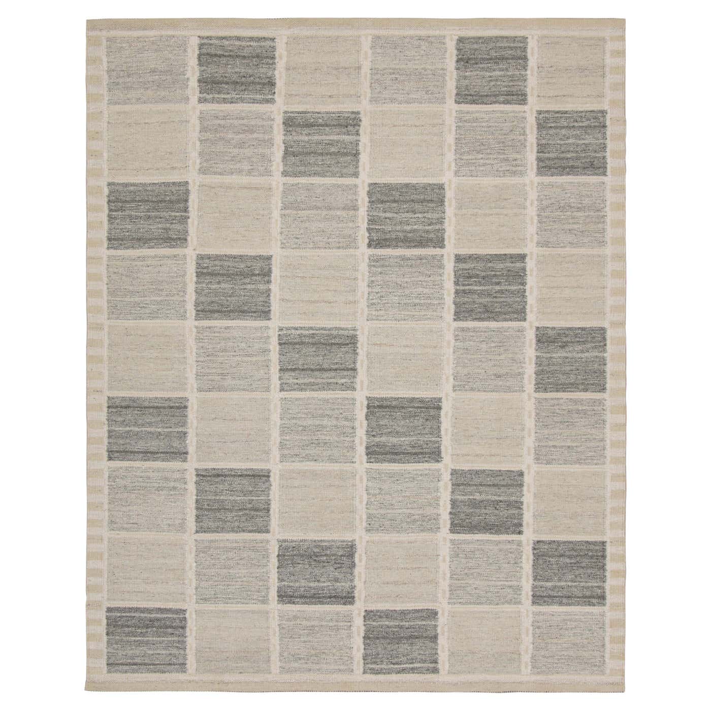 Rug and Kilim’s Scandinavian Style Rug in Beige and Gray Geometric ...