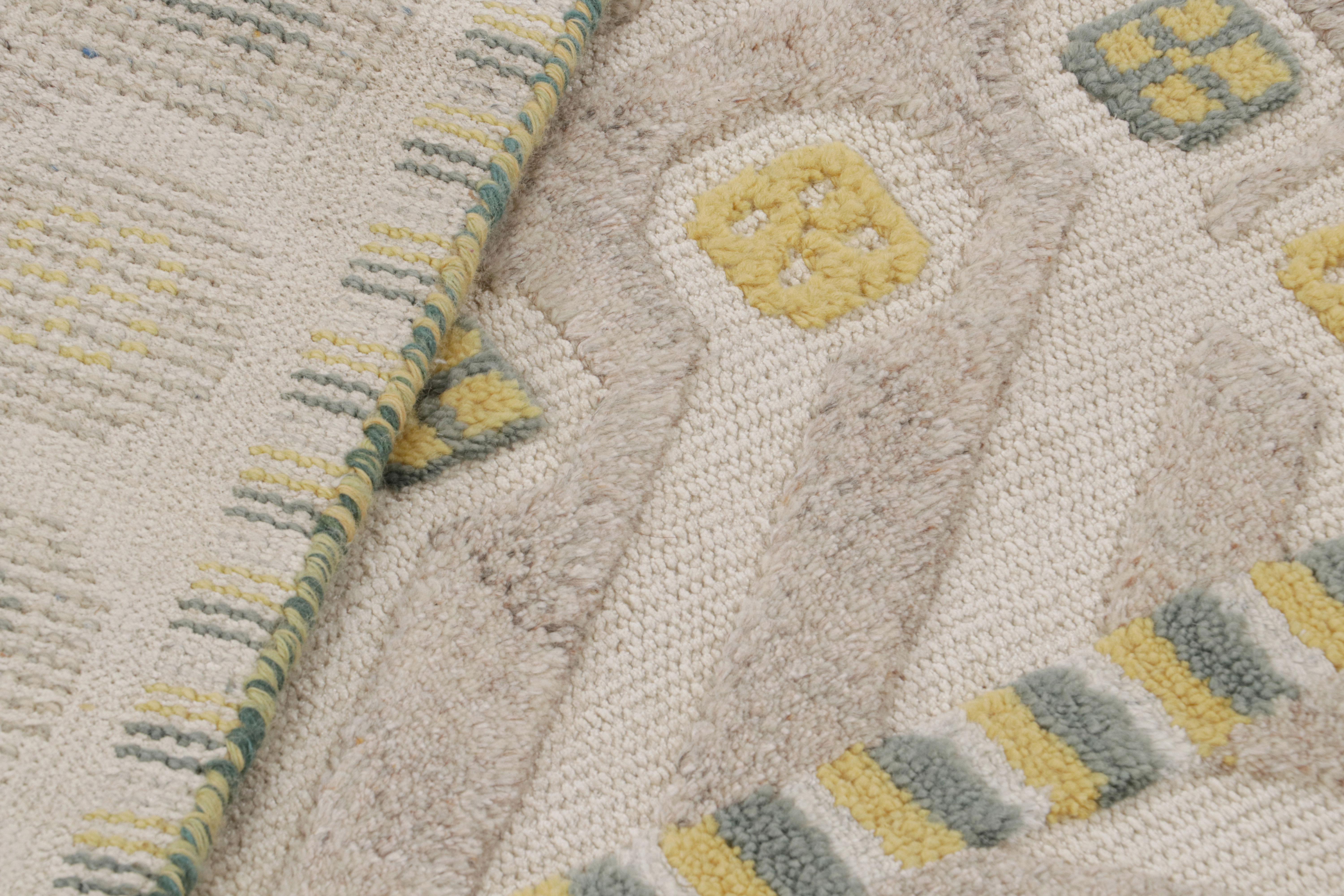 Contemporary Rug & Kilim’s Scandinavian Style Rug in Beige and Taupe with Geometric Patterns For Sale