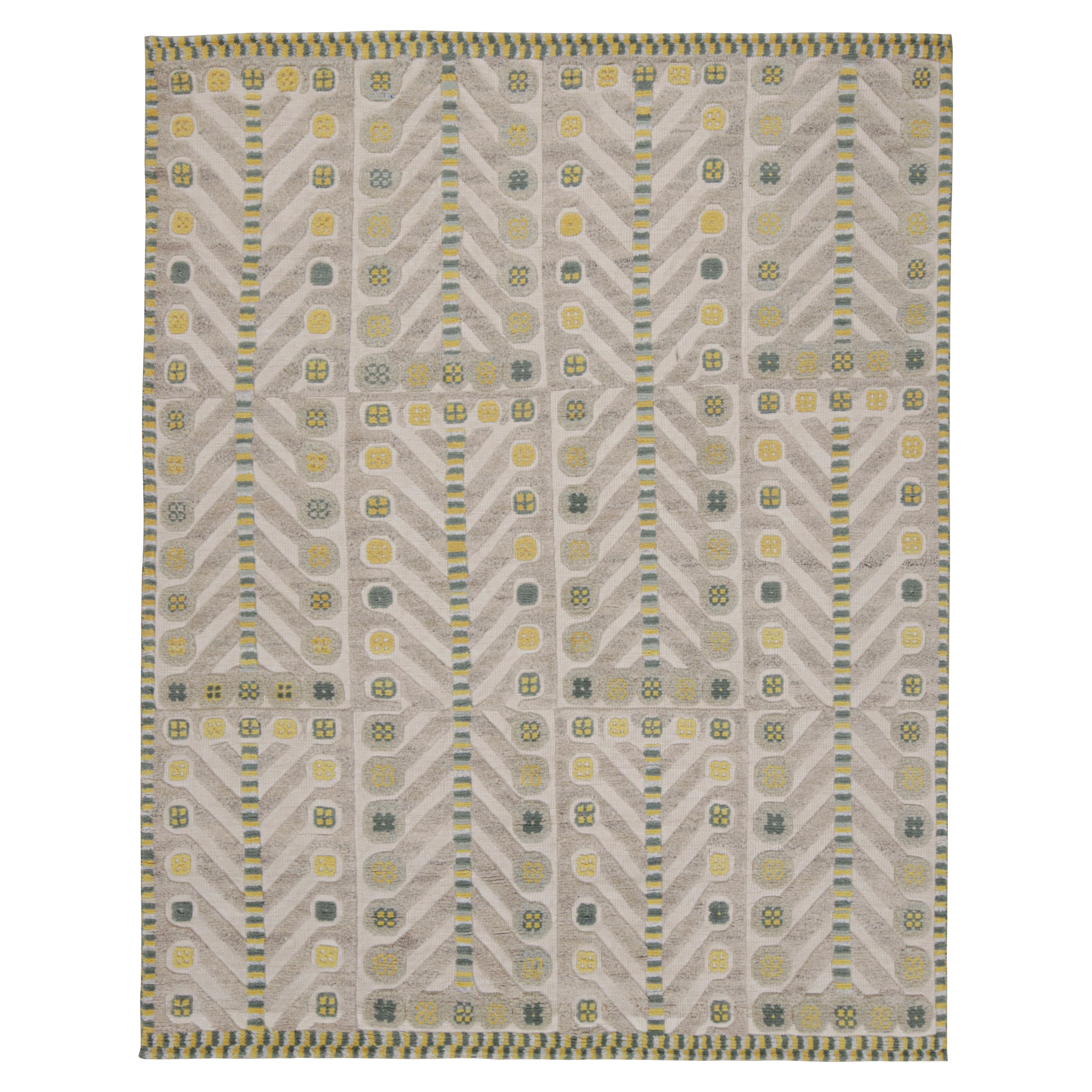 Rug & Kilim’s Scandinavian Style Rug in Beige and Taupe with Geometric Patterns
