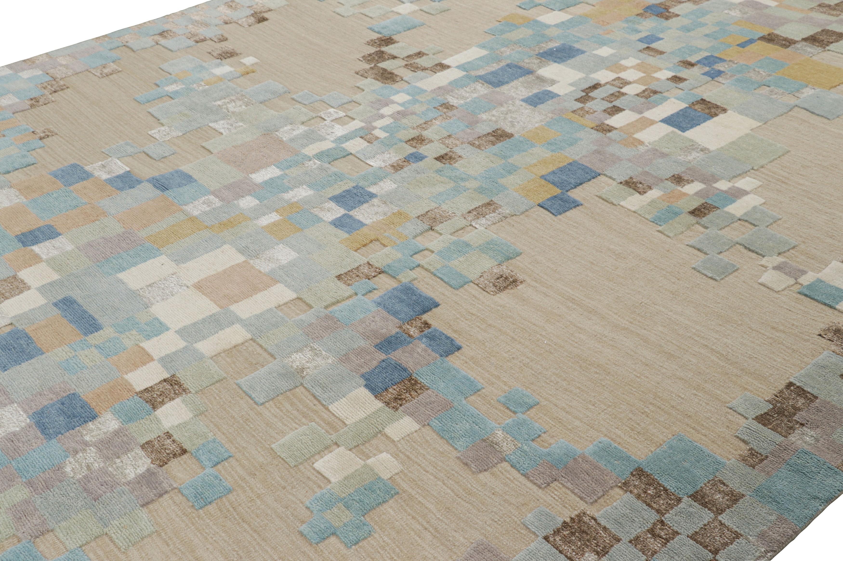 Fabriqué en laine nouée à la main, ce tapis 10x12 est un nouvel ajout à la collection de tapis scandinaves de Rug & Kilim - une réimagination contemporaine du minimalisme suédois et des tapis et textiles vintage des traditions Rollakan et Rya.

Sur