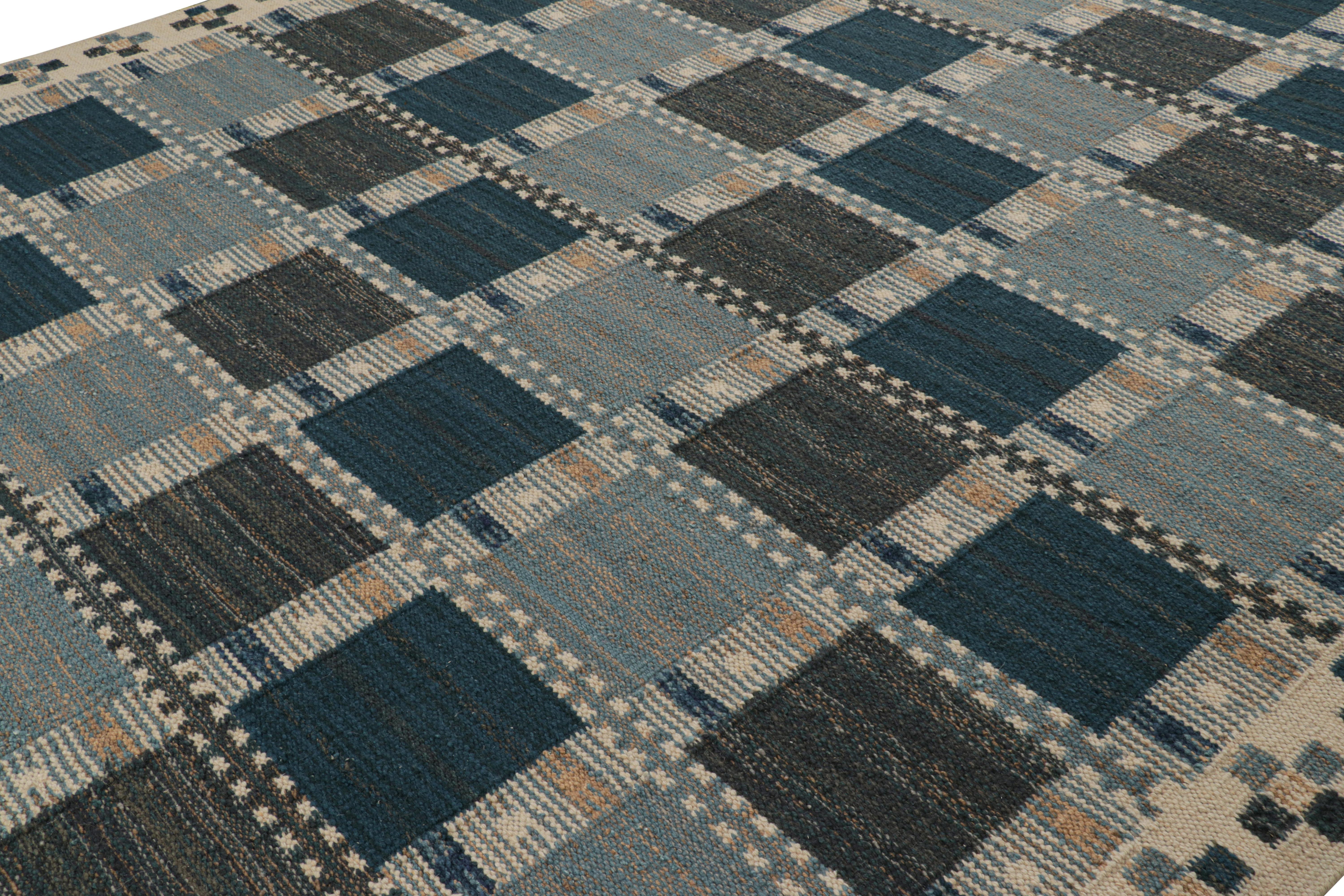 This 10x14 Scandinavian kilim, hand woven in wool, from our celebrated flat weave texture of the titular, award-winning collection, enjoys the finesse of Swedish aesthetics with a dextrous geometric pattern. 

On the design: 

Admirers of the craft