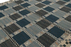 Rug & Kilim’s Scandinavian Style Rug in Beige & Blue with Geometric Patterns