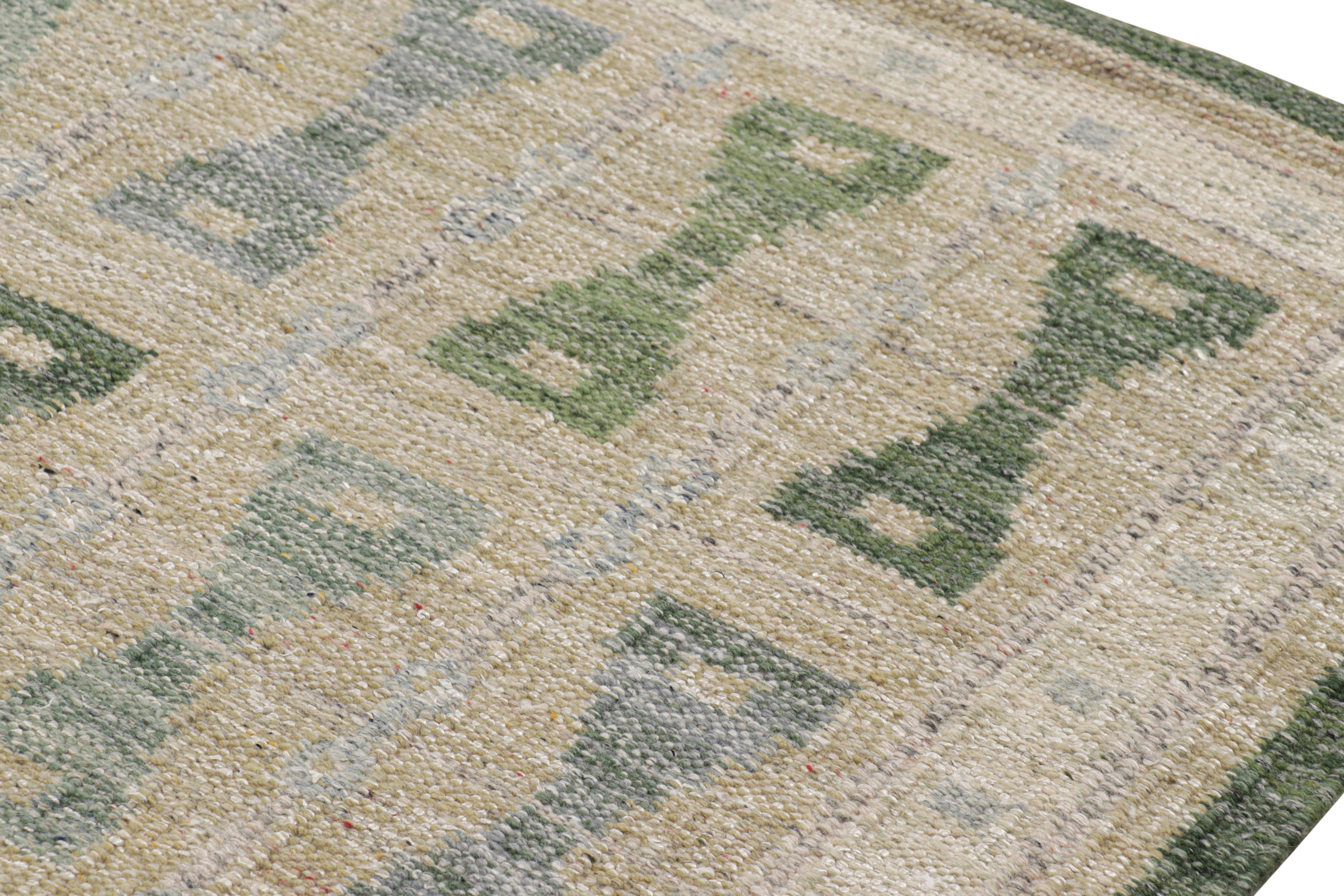 Tappeto in stile scandinavo Rug & Kilim in beige e blu con motivi a clessidra In condizioni Nuovo in vendita a Long Island City, NY